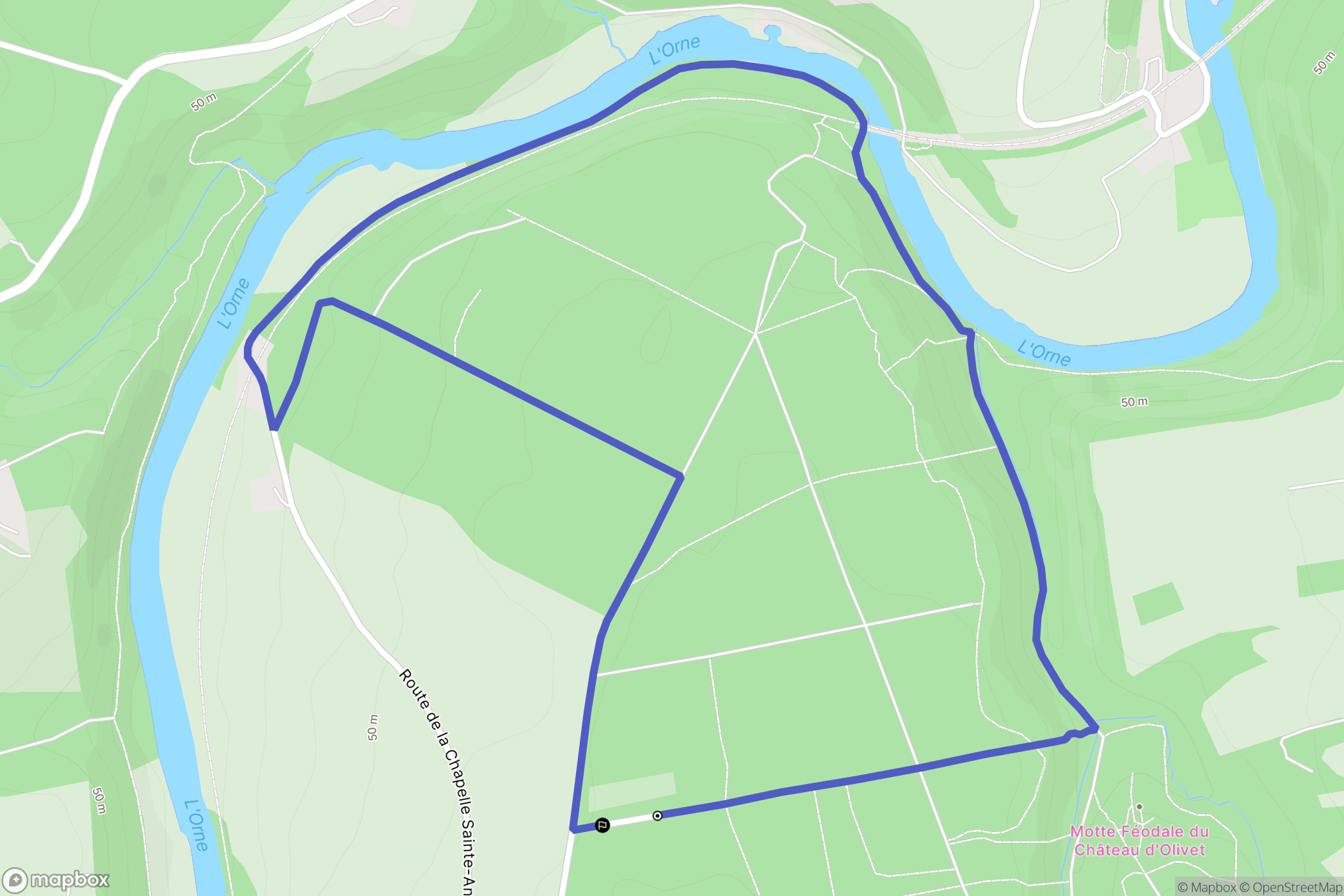 Grimbosq : carte du parcours de randonnée - France