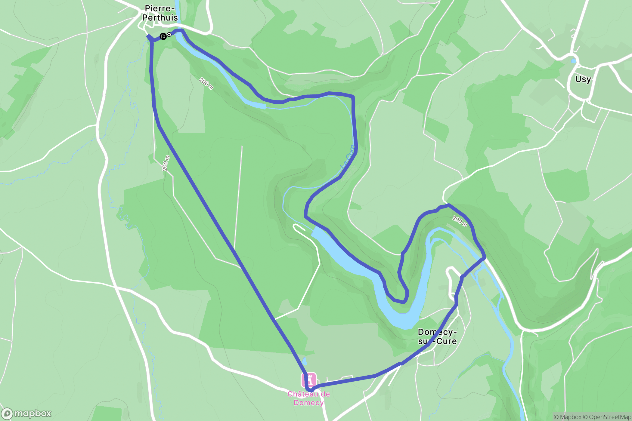 Pierre-Perthuis : carte du parcours de randonnée - France