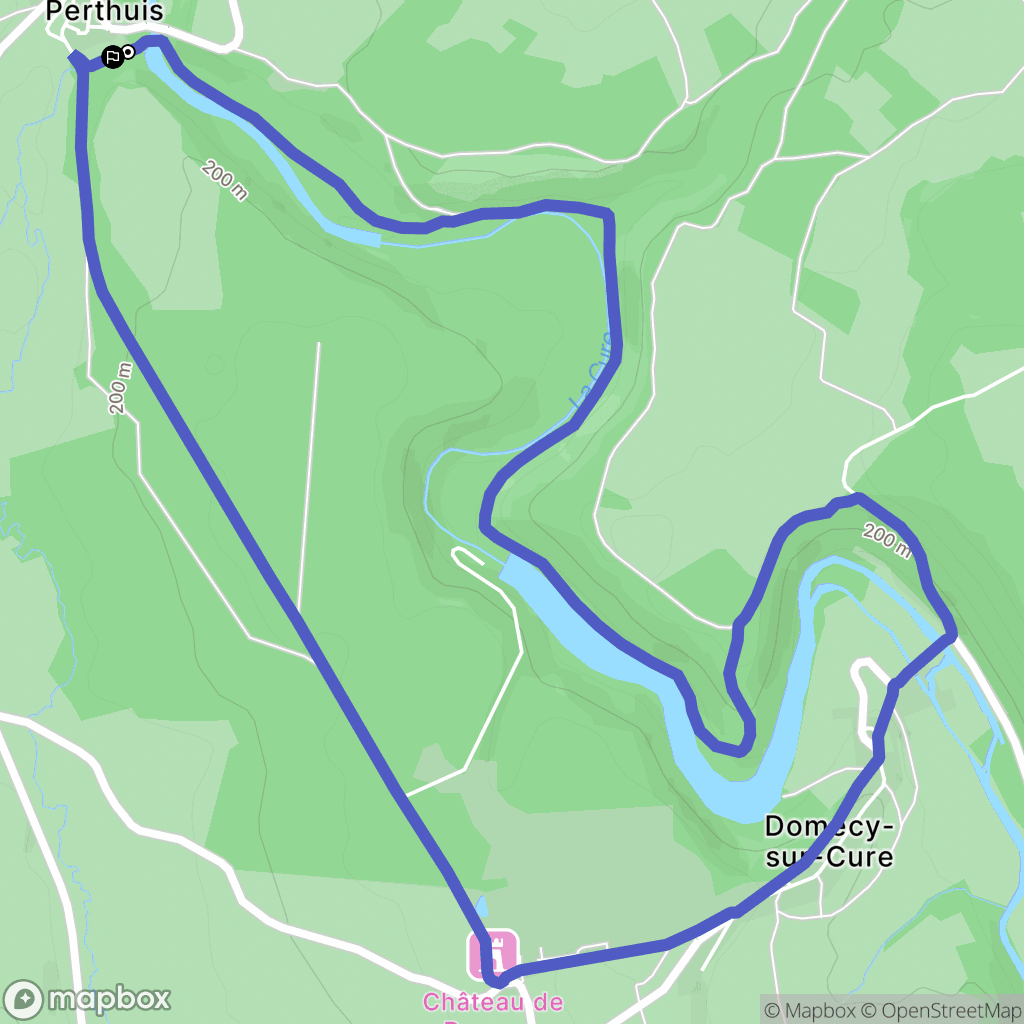 Pierre-Perthuis : carte du parcours de randonnée - France