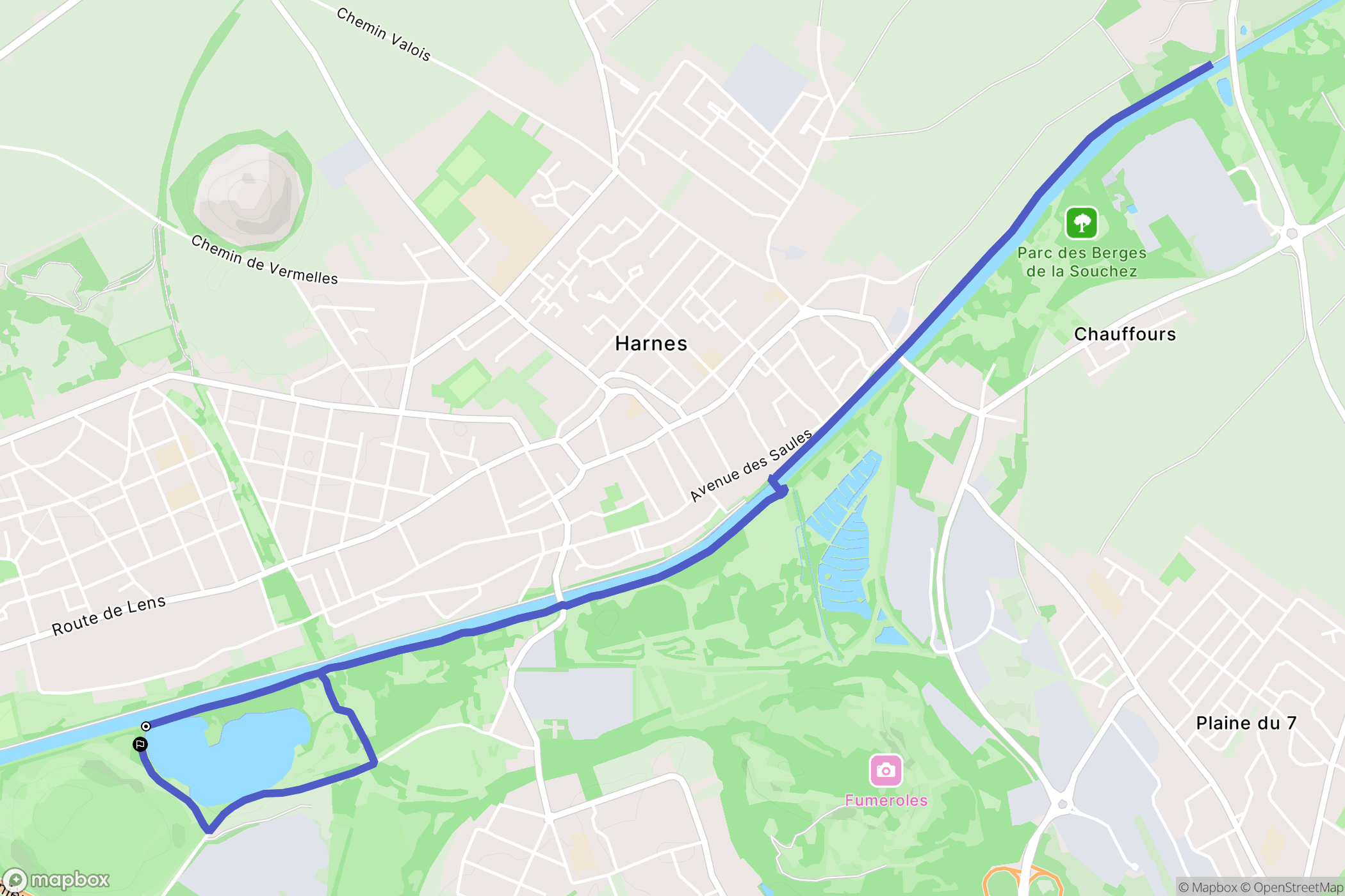Harnes : carte du parcours de randonnée - France