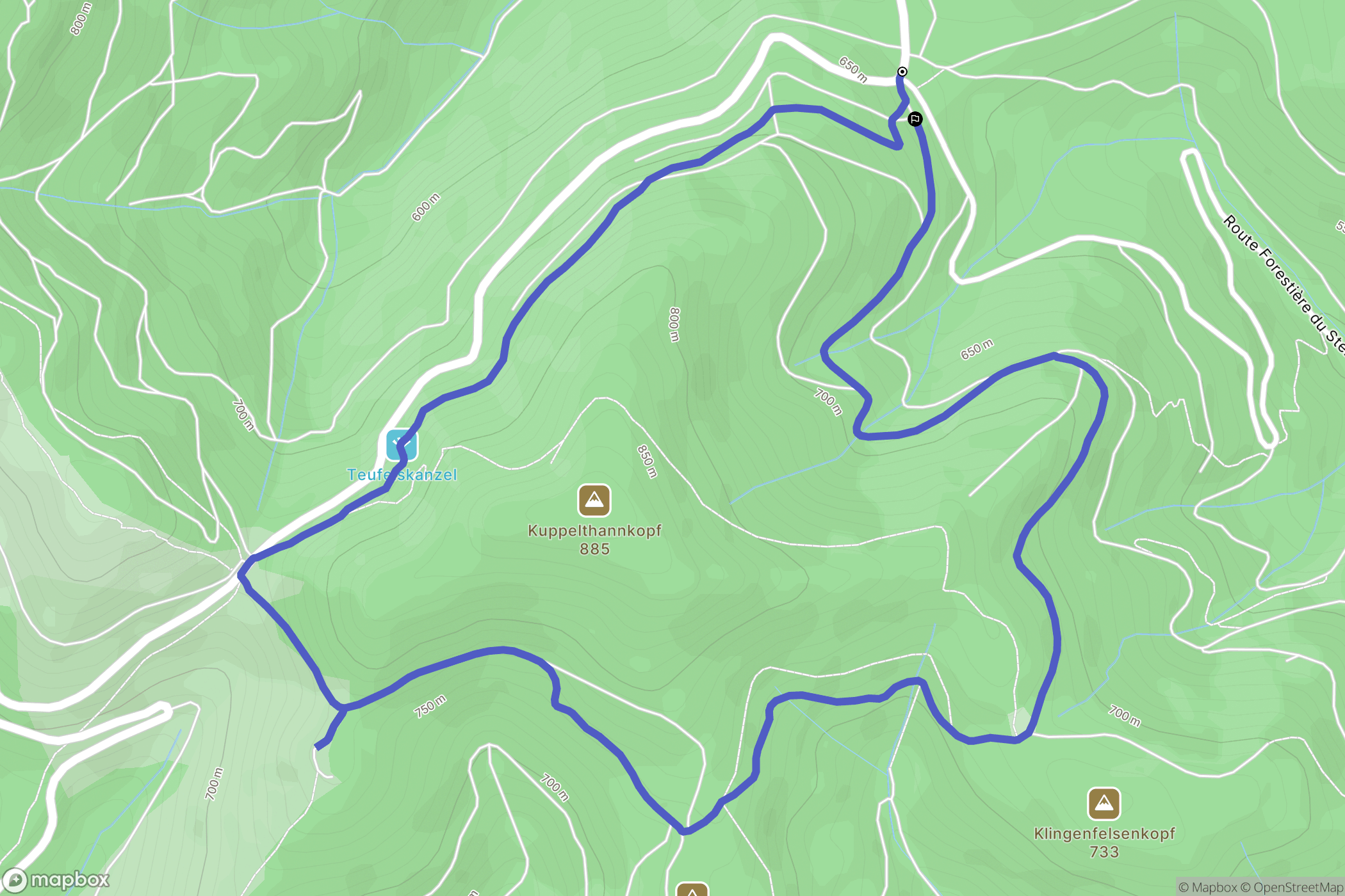Bitschwiller-lès-Thann : carte du parcours de randonnée - France