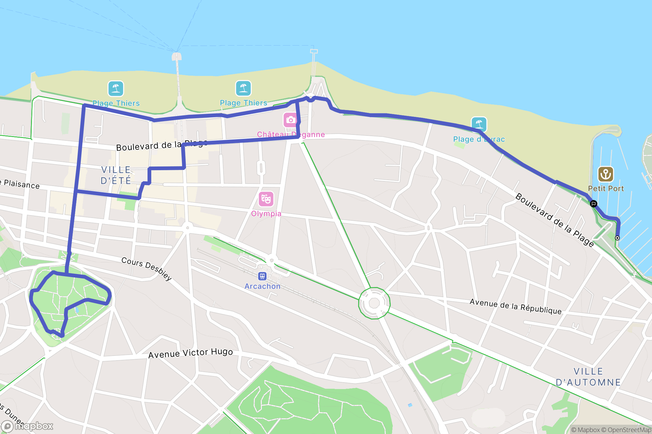 Arcachon : carte du parcours de randonnée - France
