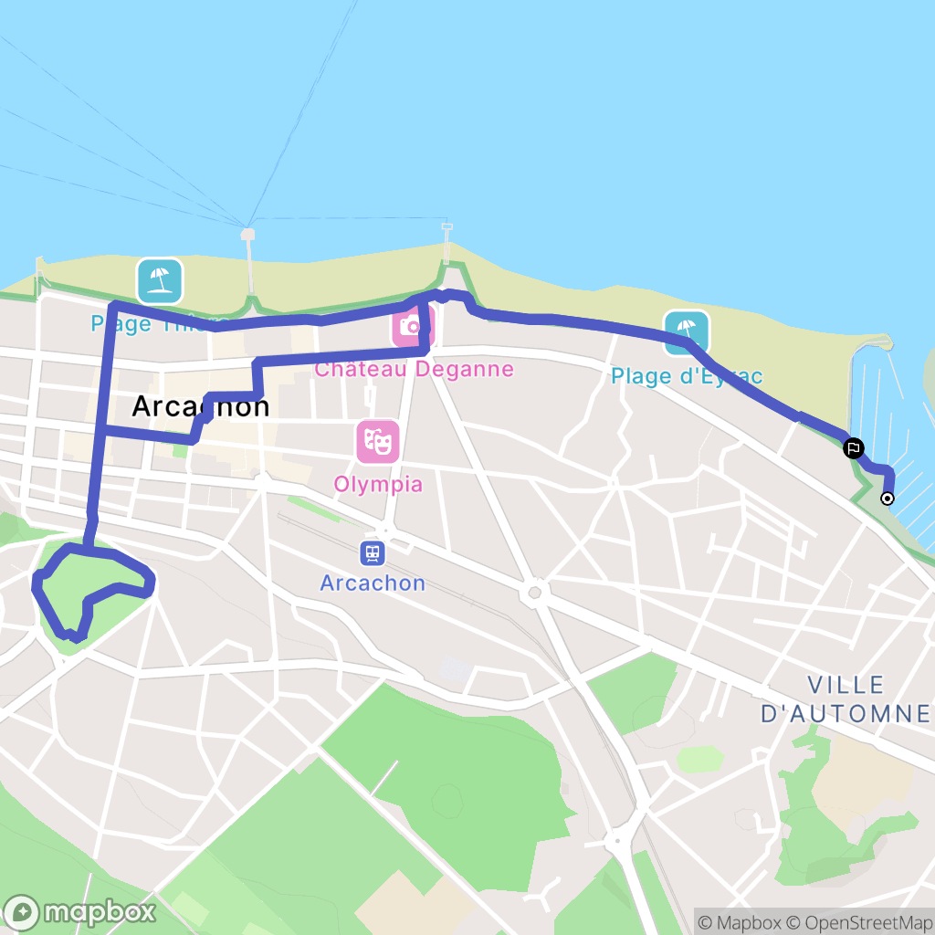 Arcachon : carte du parcours de randonnée - France