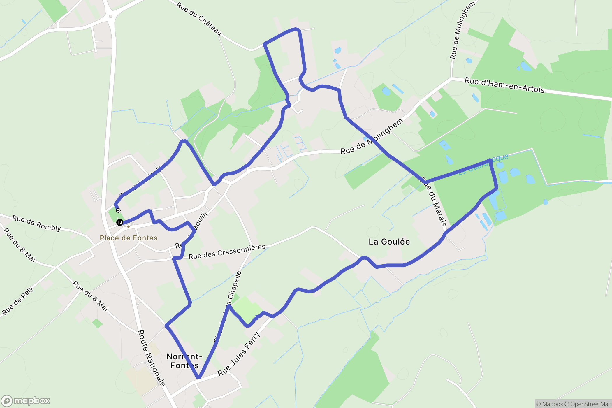Norrent-Fontes : carte du parcours de randonnée - France