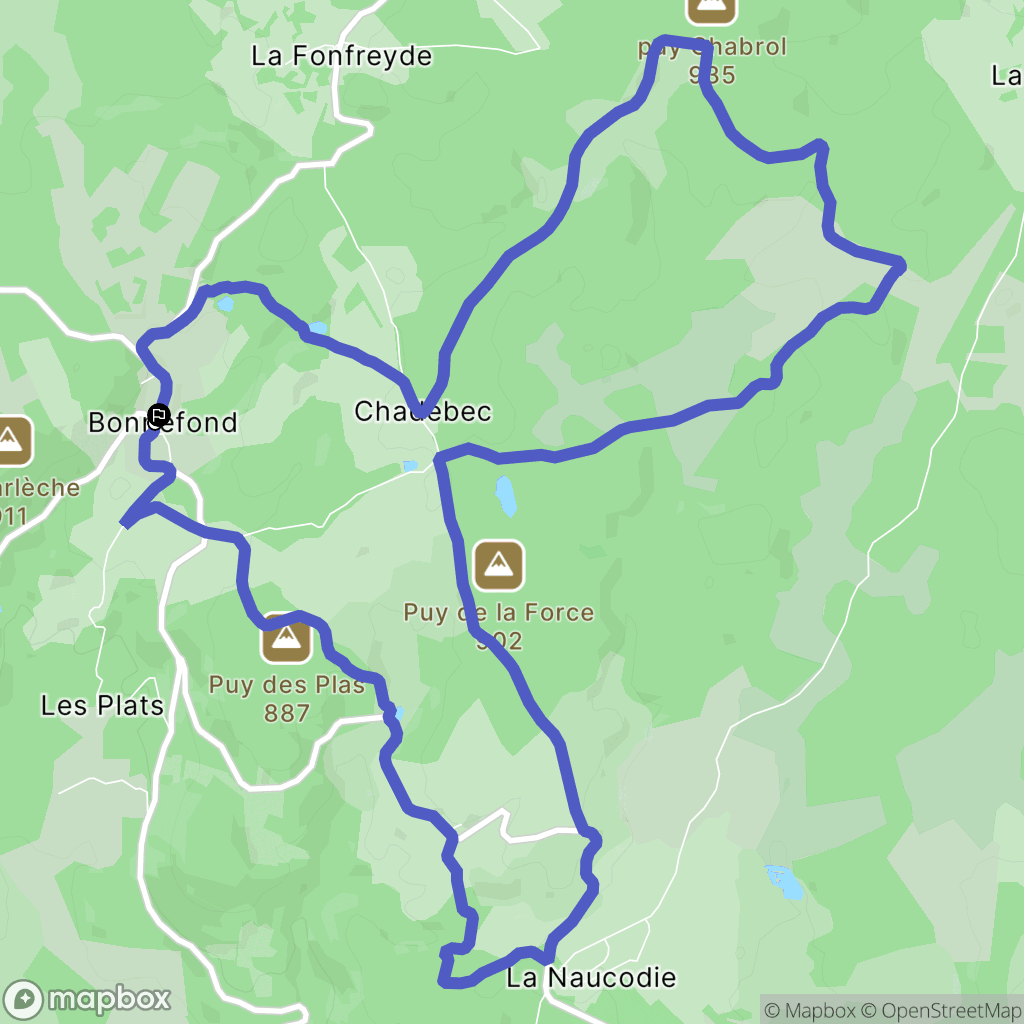Bonnefond : carte du parcours de randonnée - France