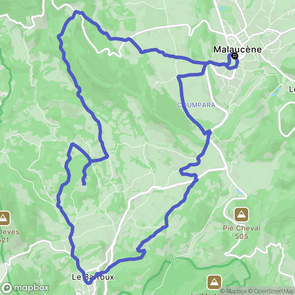Malaucène : carte du parcours de randonnée - France