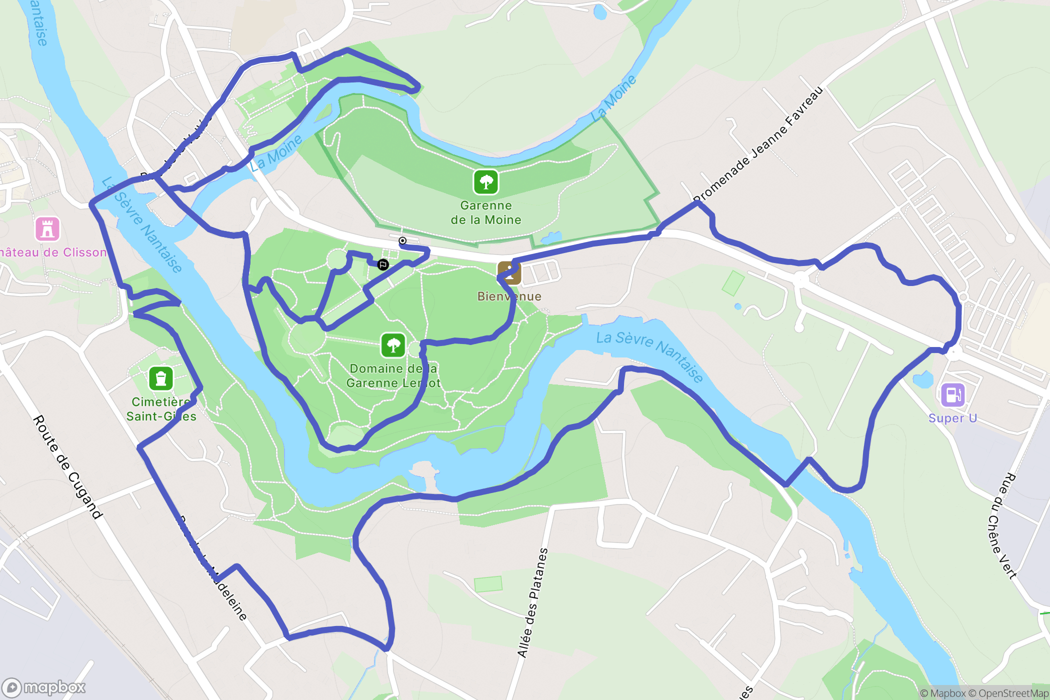 Gétigné : carte du parcours de randonnée - France