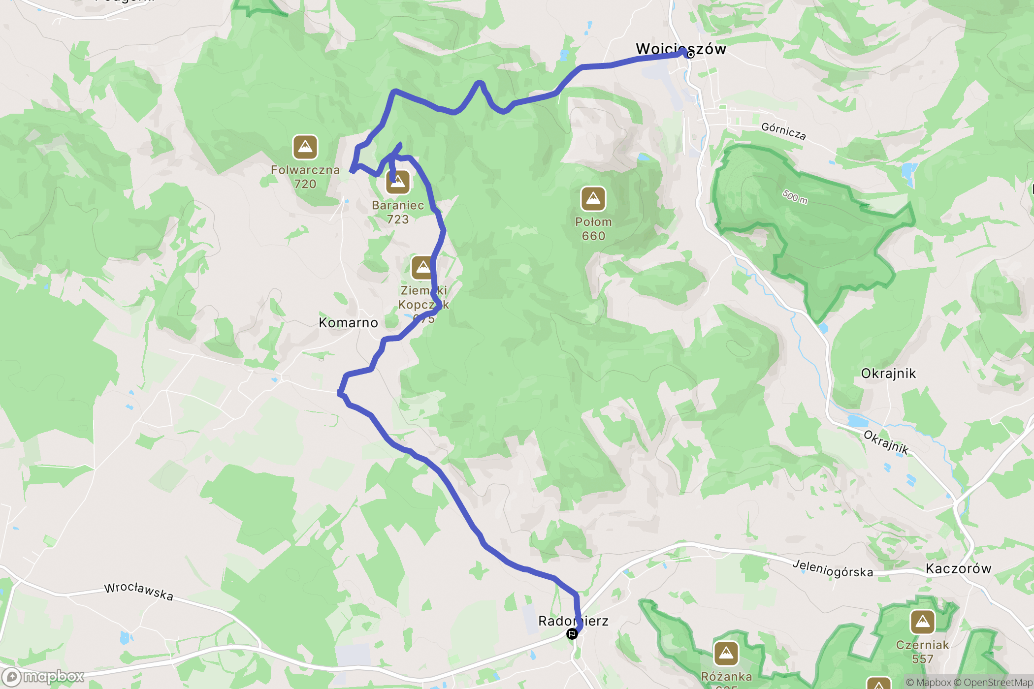Wojcieszów: mapa trasy - Poland