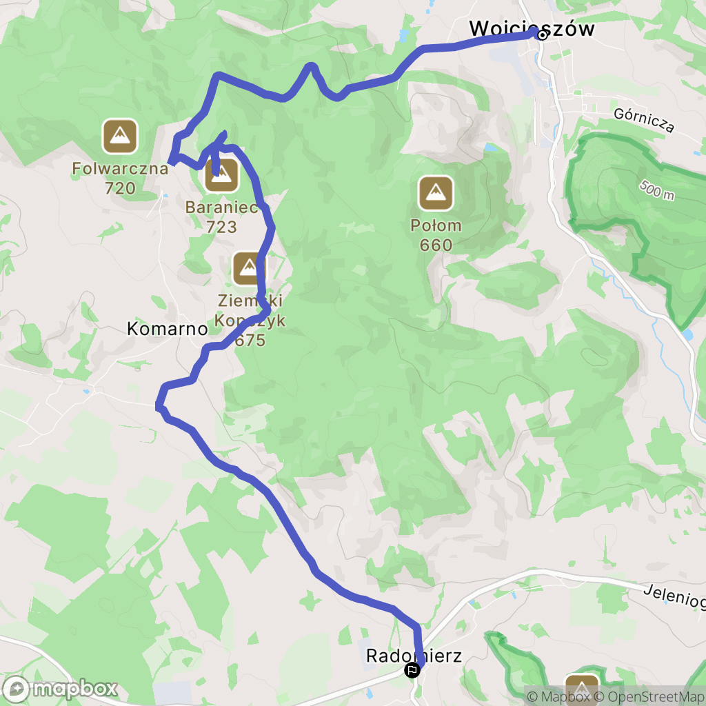 Wojcieszów: mapa trasy - Poland