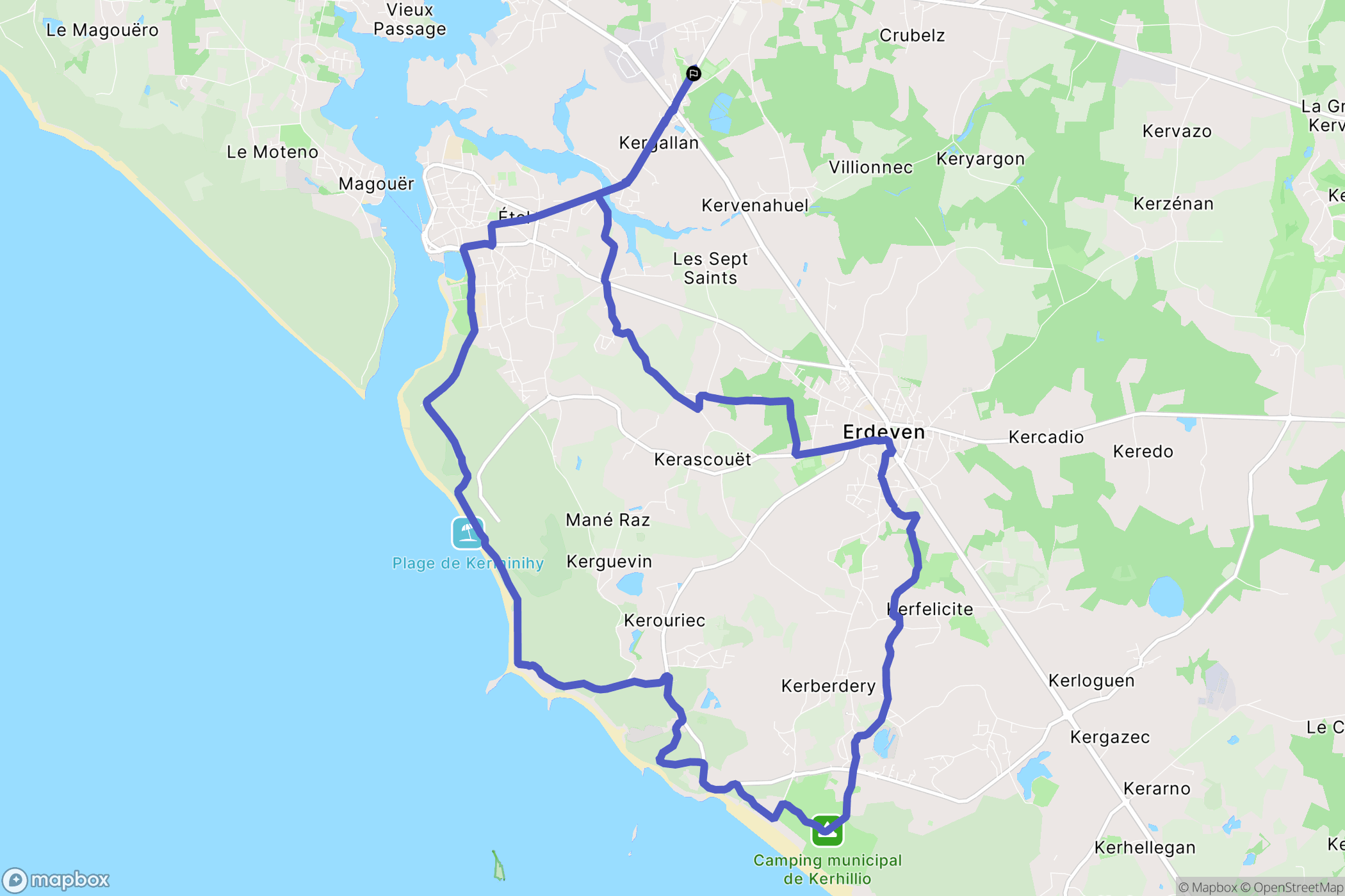 Belz : carte du parcours de randonnée - France