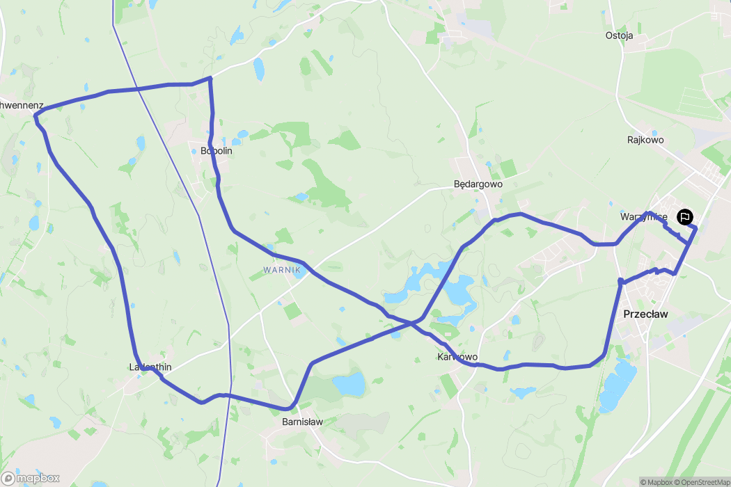 Warzymice: mapa trasy - Poland