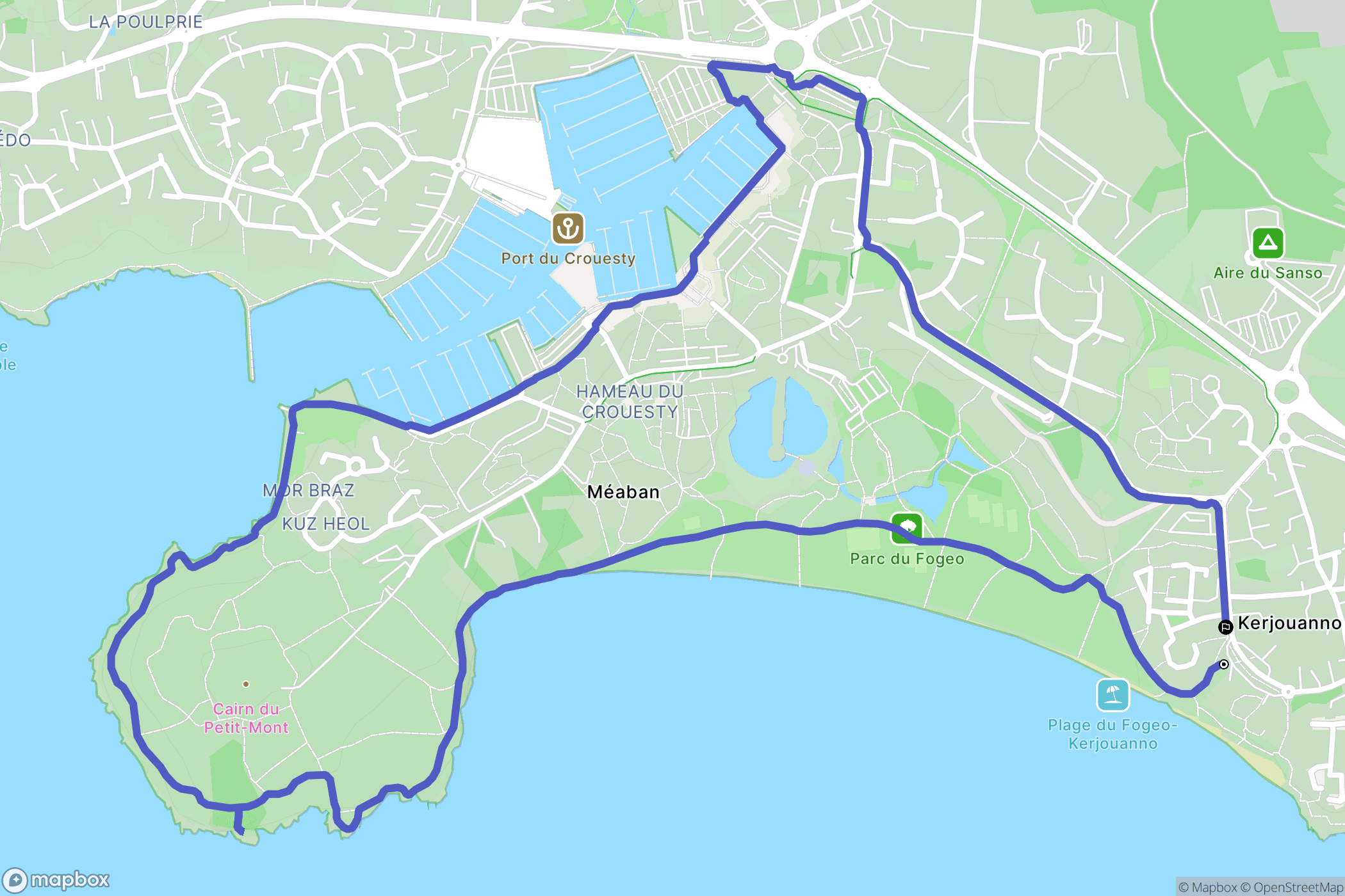 Arzon : carte du parcours de randonnée - France