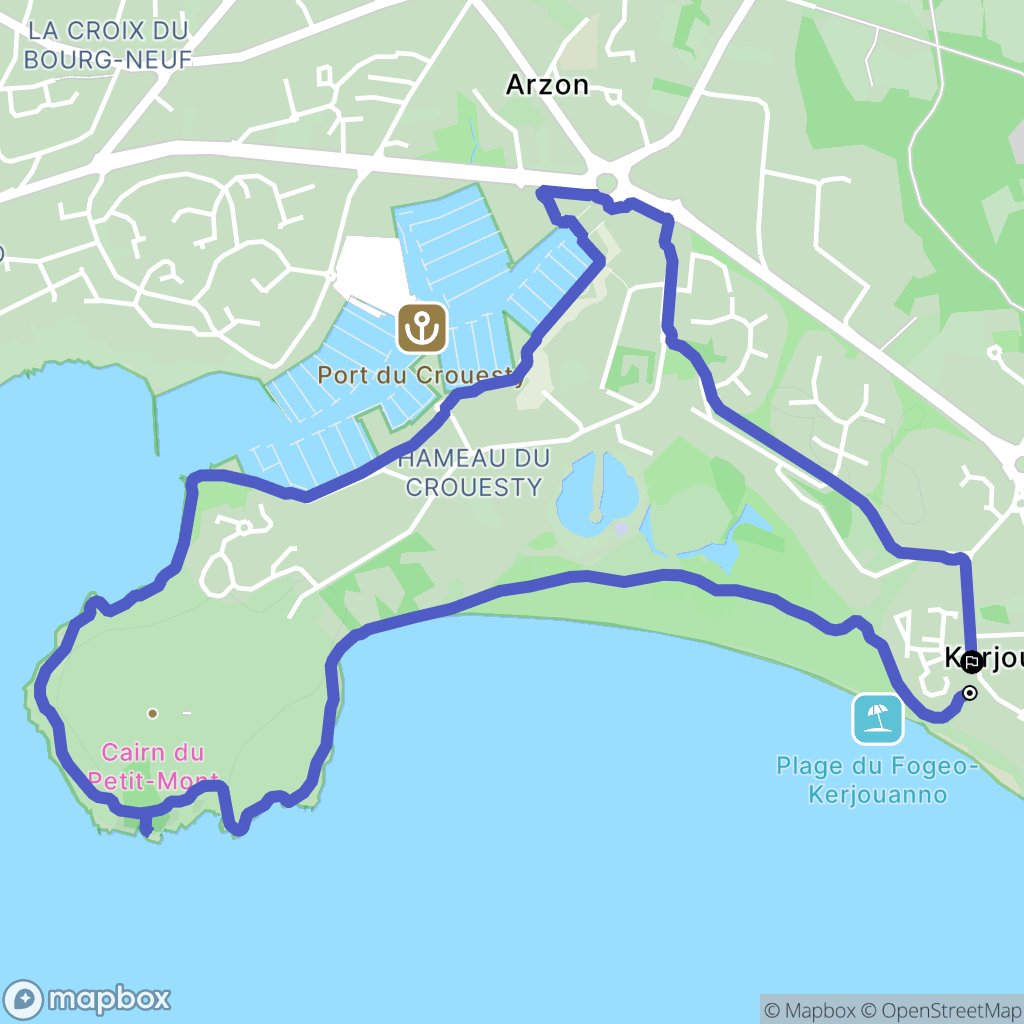 Arzon : carte du parcours de randonnée - France