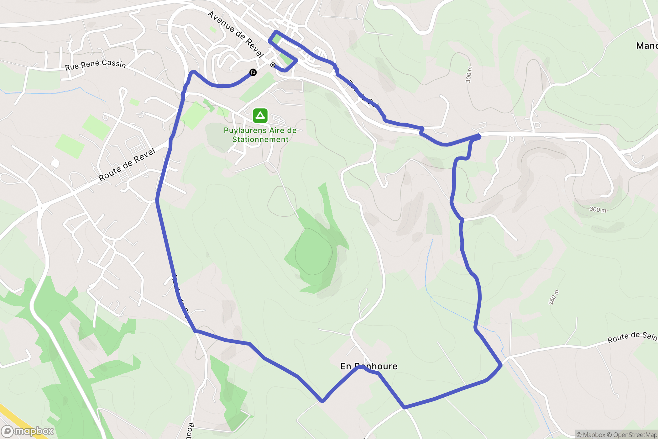 Puylaurens : carte du parcours de randonnée - France
