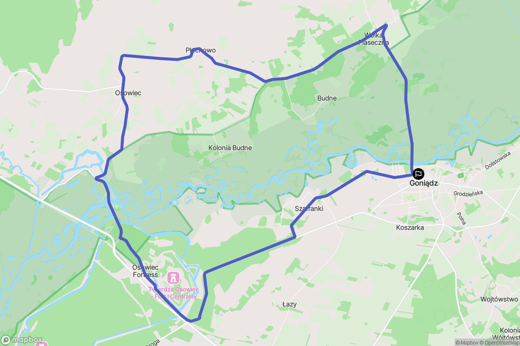 Goniądz: mapa trasy - Poland