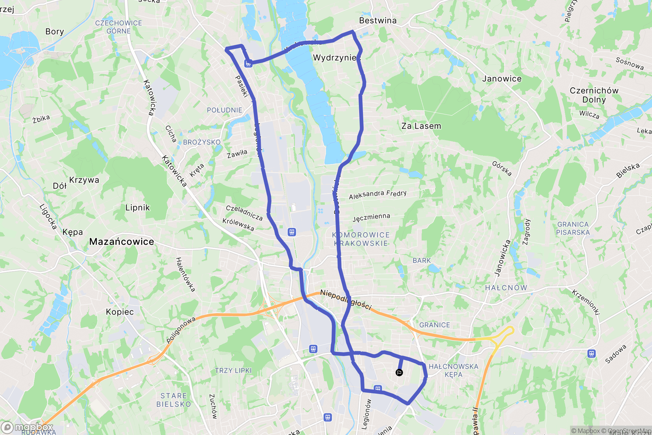 Bielsko-Biała: mapa trasy - Poland