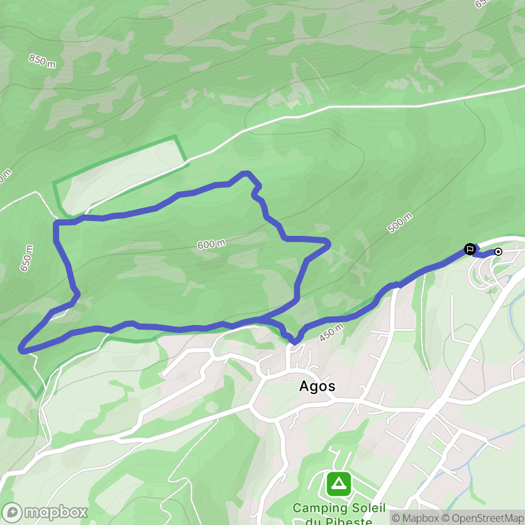Agos-Vidalos : carte du parcours de randonnée - France