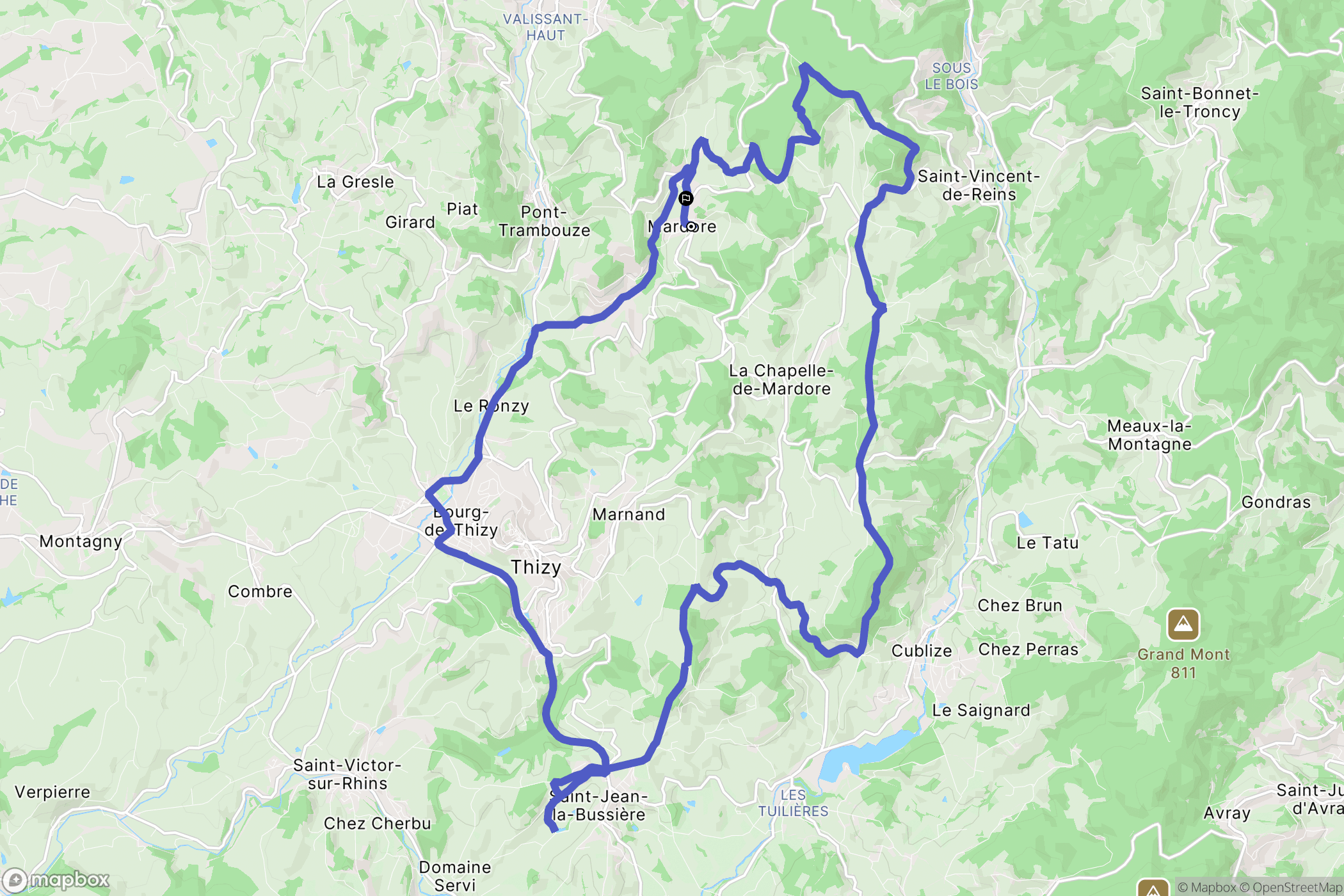 Thizy-les-Bourgs : carte du parcours de randonnée - France