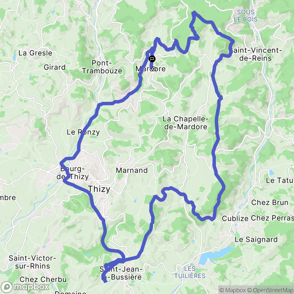 Thizy-les-Bourgs : carte du parcours de randonnée - France