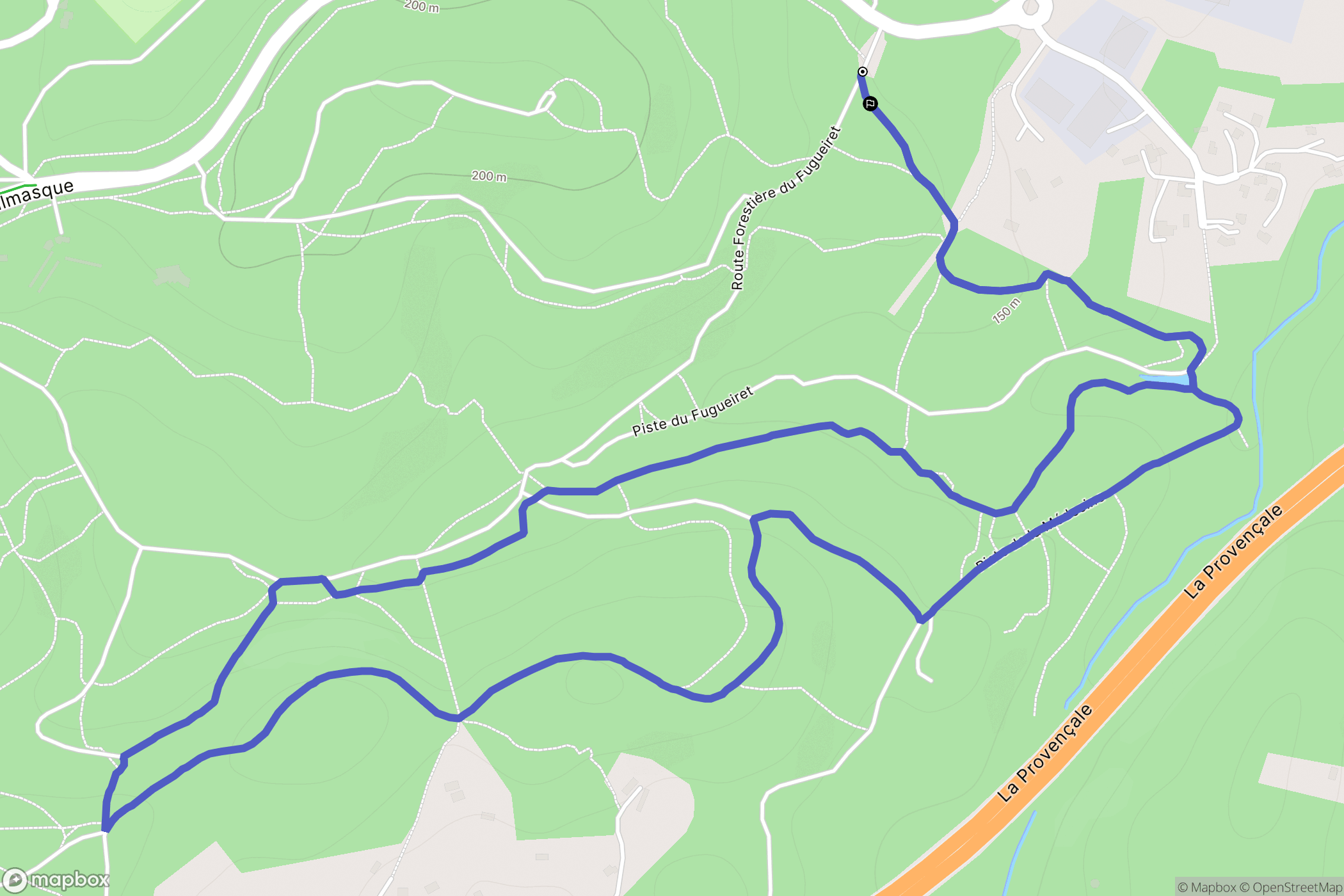 Valbonne : carte du parcours de randonnée - France