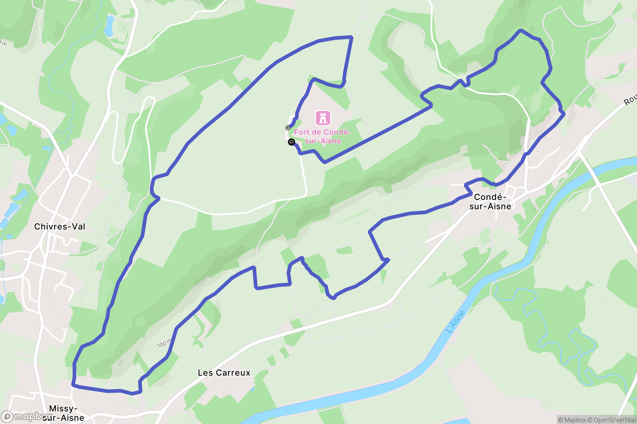 Chivres-Val : carte du parcours de randonnée - France