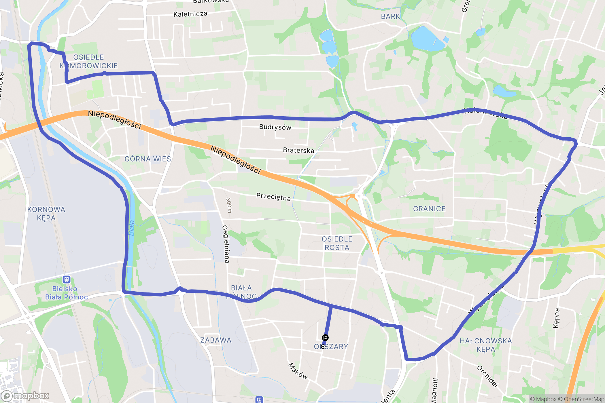 Bielsko-Biała: mapa trasy - Poland