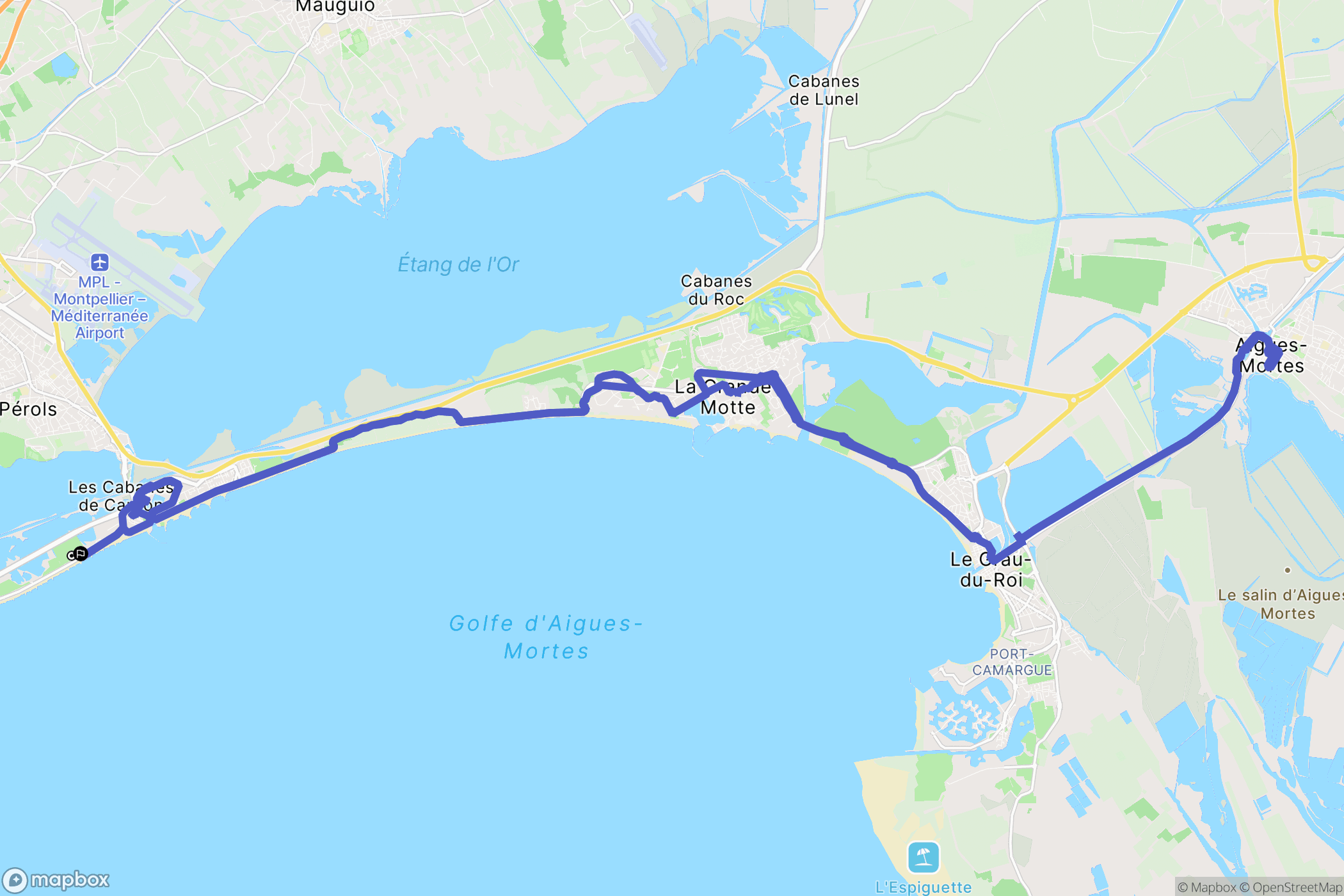 Palavas-les-Flots : carte du parcours de randonnée - France