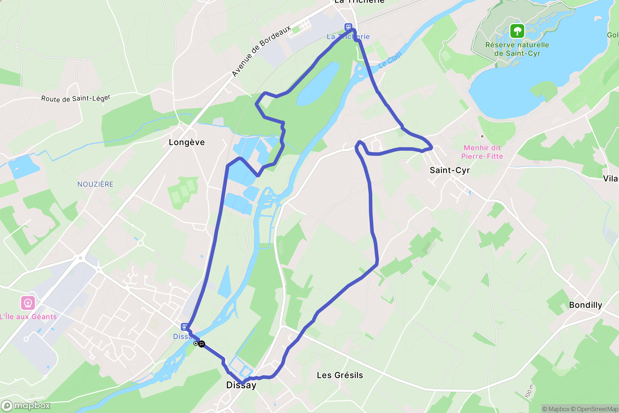 Dissay : carte du parcours de randonnée - France