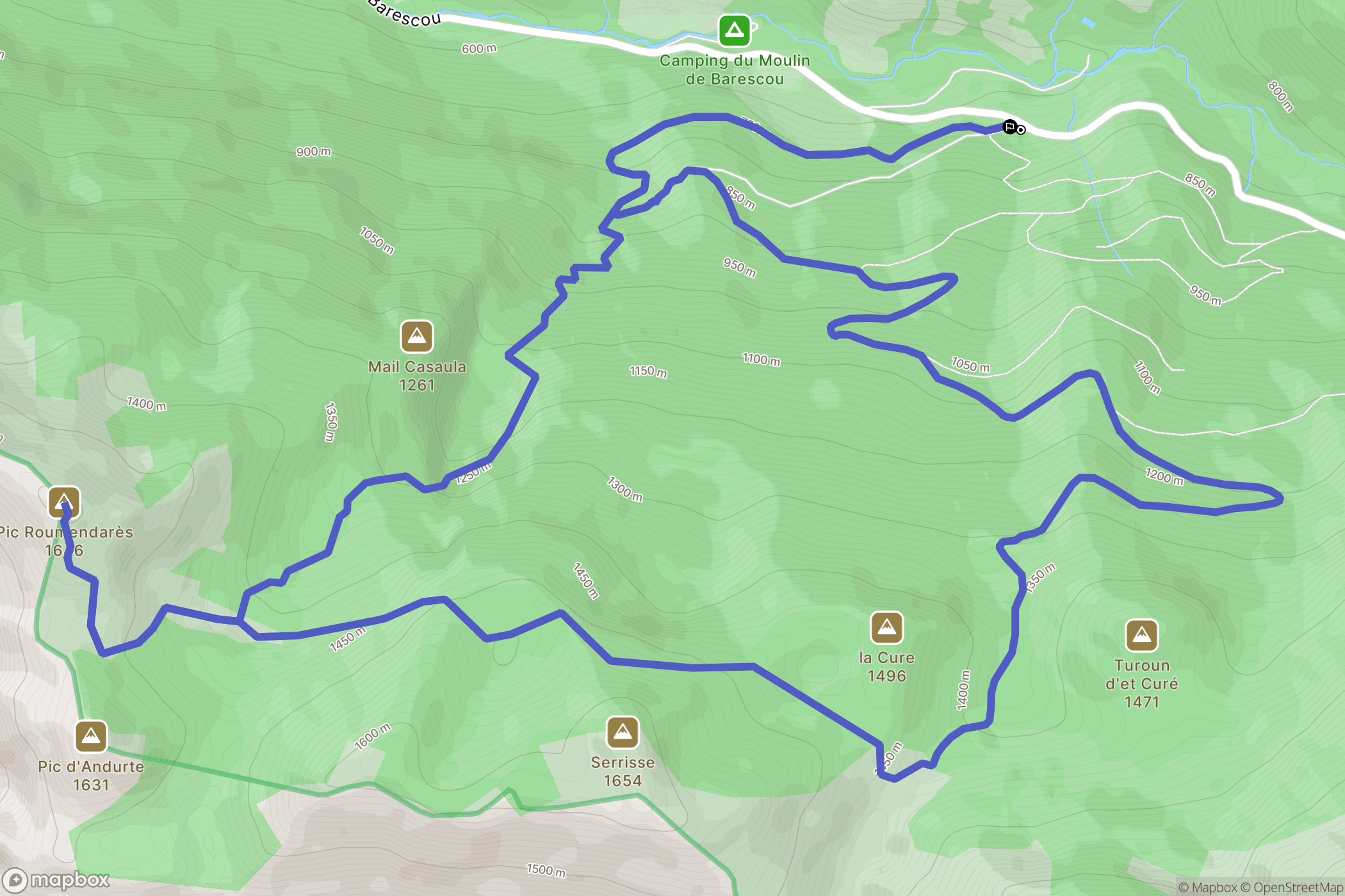 Escot : carte du parcours de randonnée - France