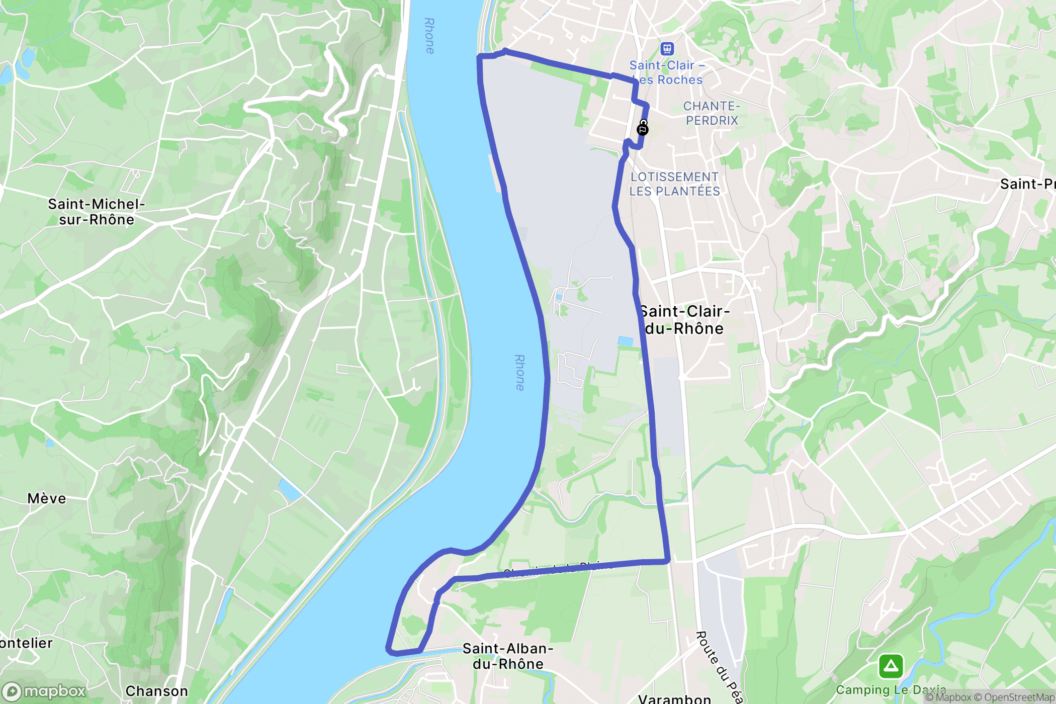 Saint-Clair-du-Rhône : carte du parcours de randonnée - France