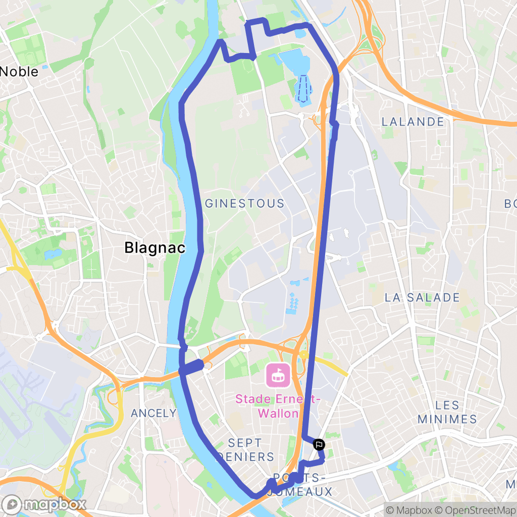 Toulouse : carte du parcours de randonnée - France