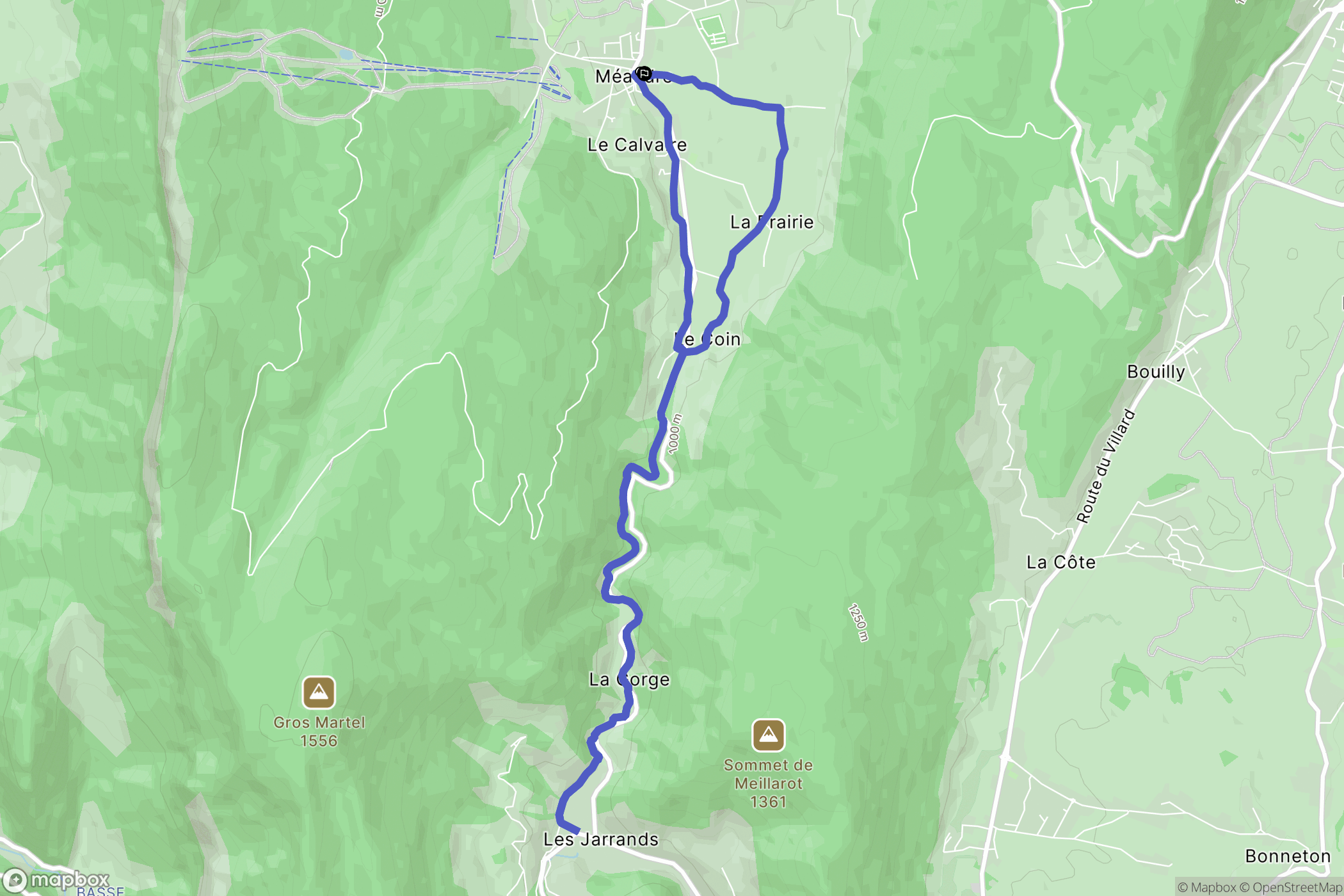 Autrans-Méaudre en Vercors : carte du parcours de randonnée - France