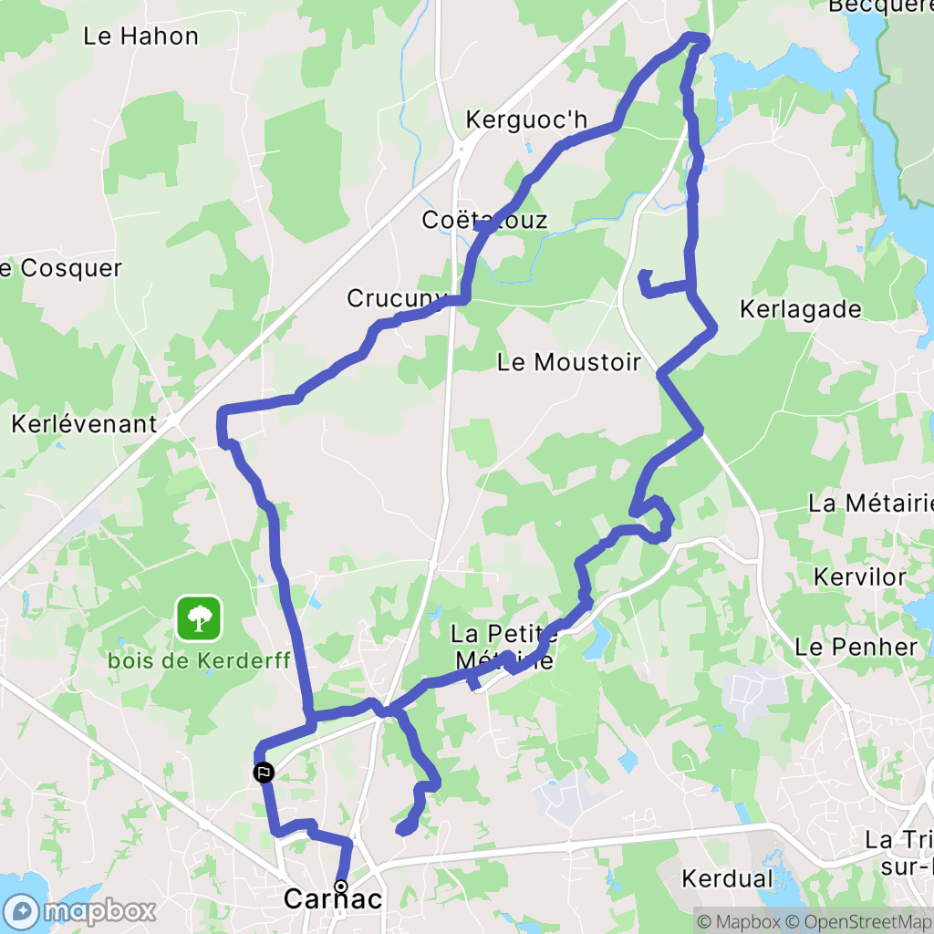 Carnac : carte du parcours de randonnée - France