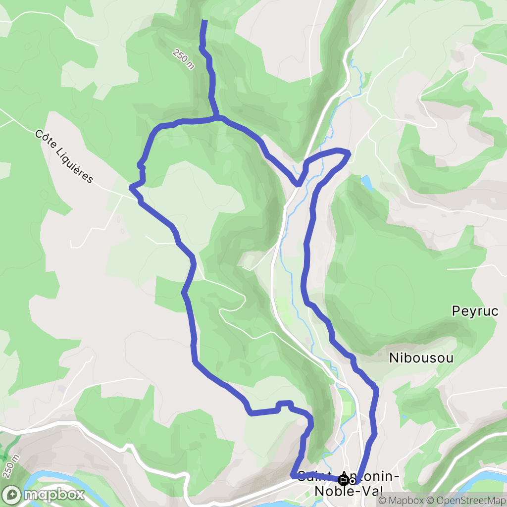 Saint-Antonin-Noble-Val : carte du parcours de randonnée - France