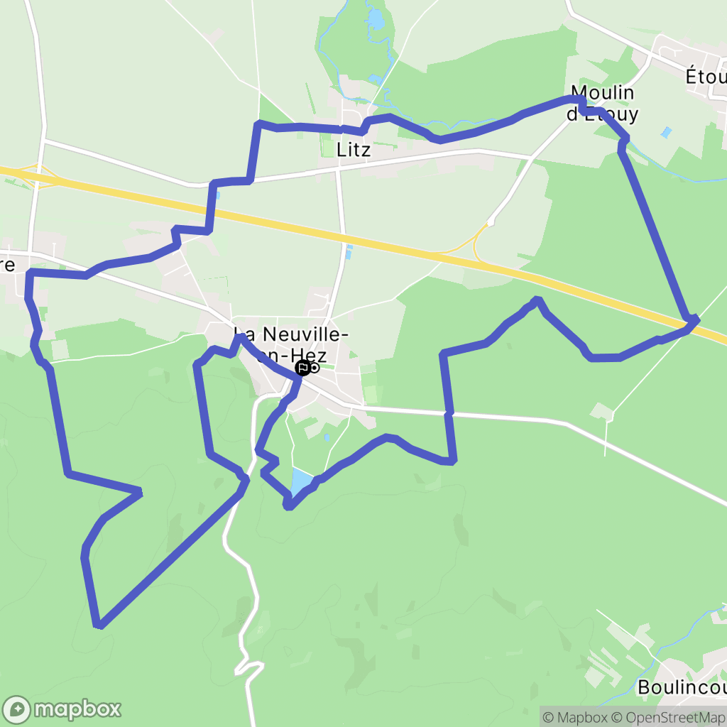 La Neuville-en-Hez : carte du parcours de randonnée - France