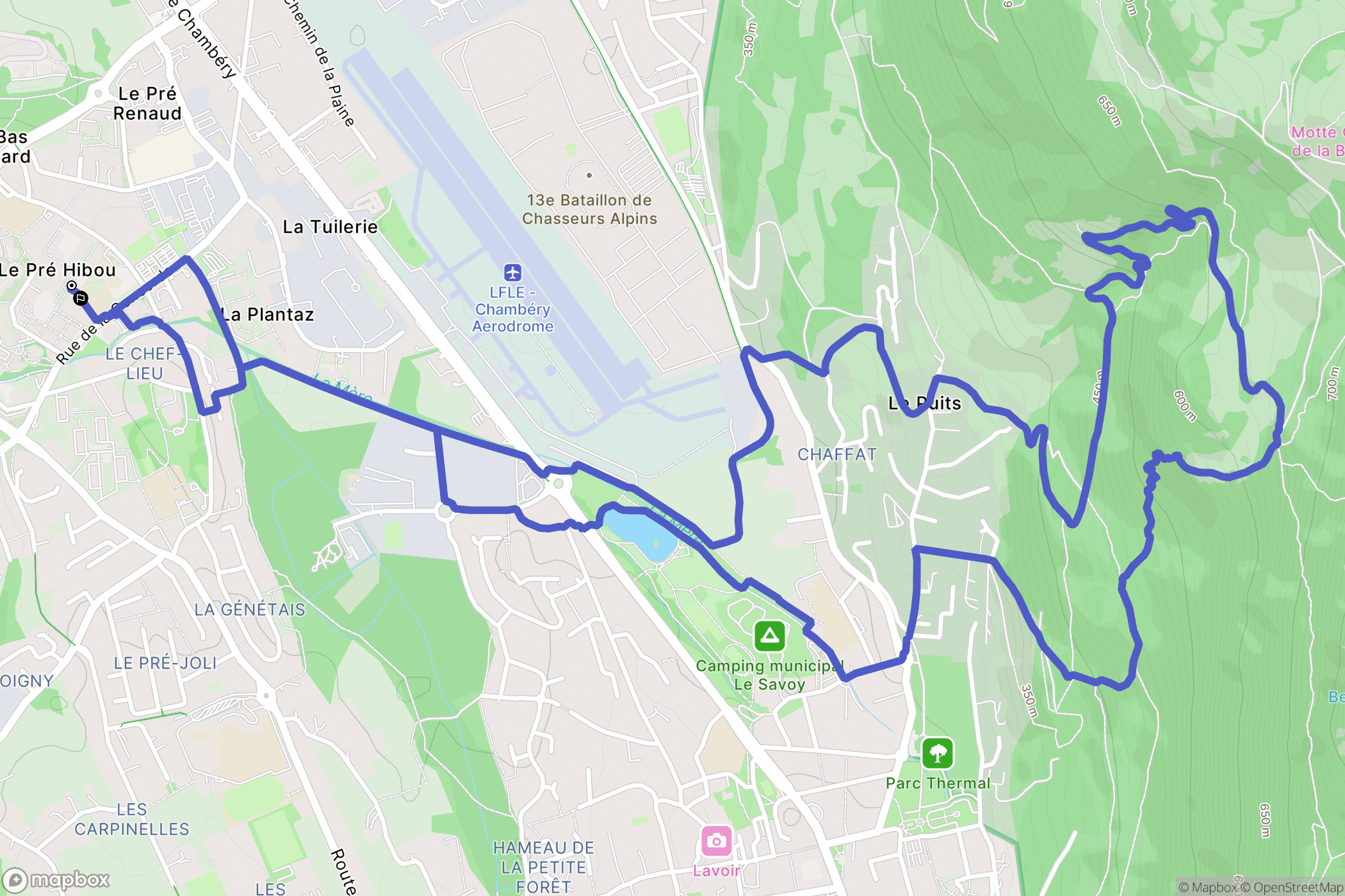 La Ravoire : carte du parcours de randonnée - France