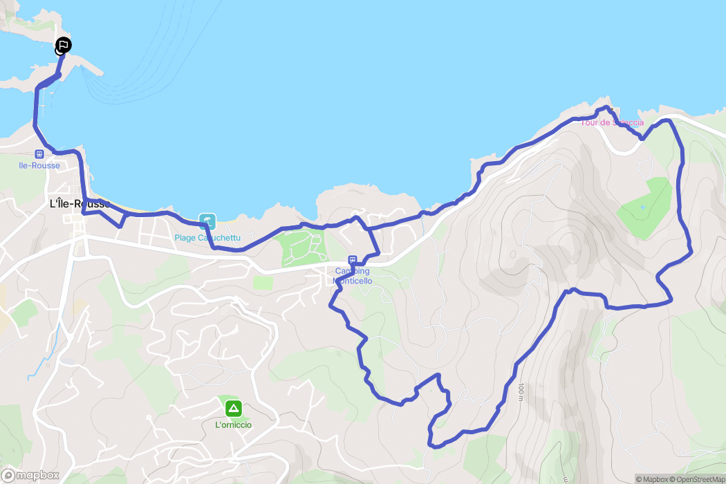 L'Île-Rousse : carte du parcours de randonnée - France