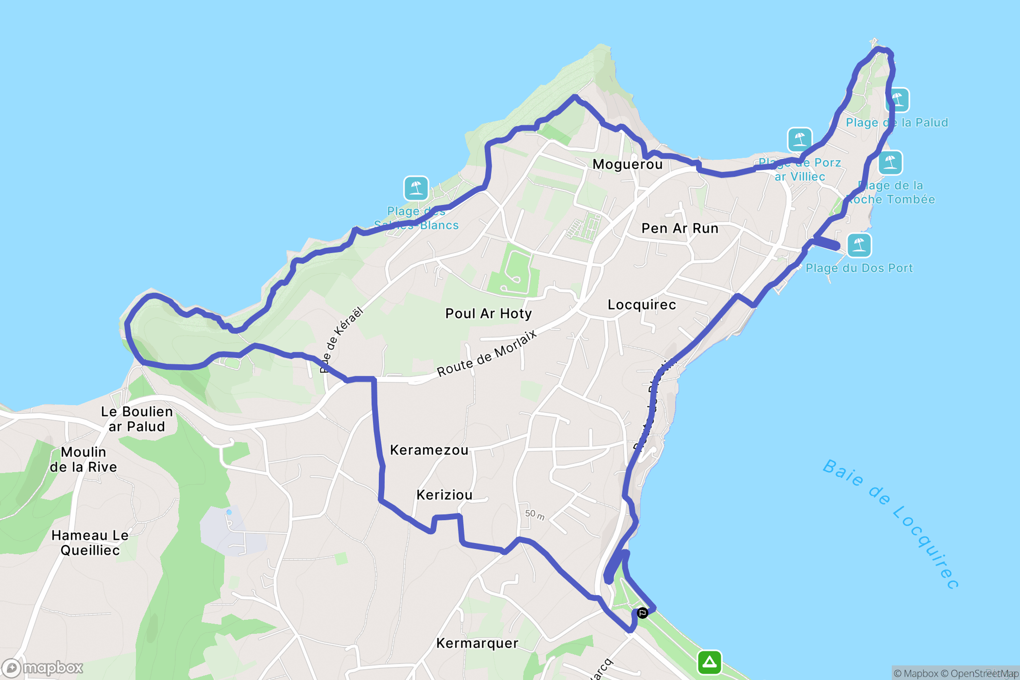 Locquirec : carte du parcours de randonnée - France