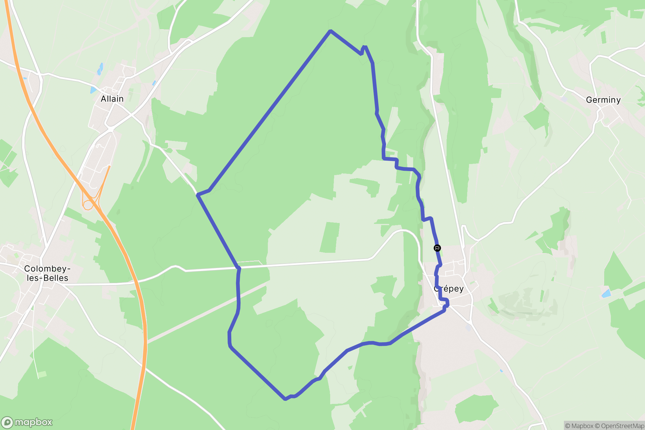 Crépey : carte du parcours de randonnée - France