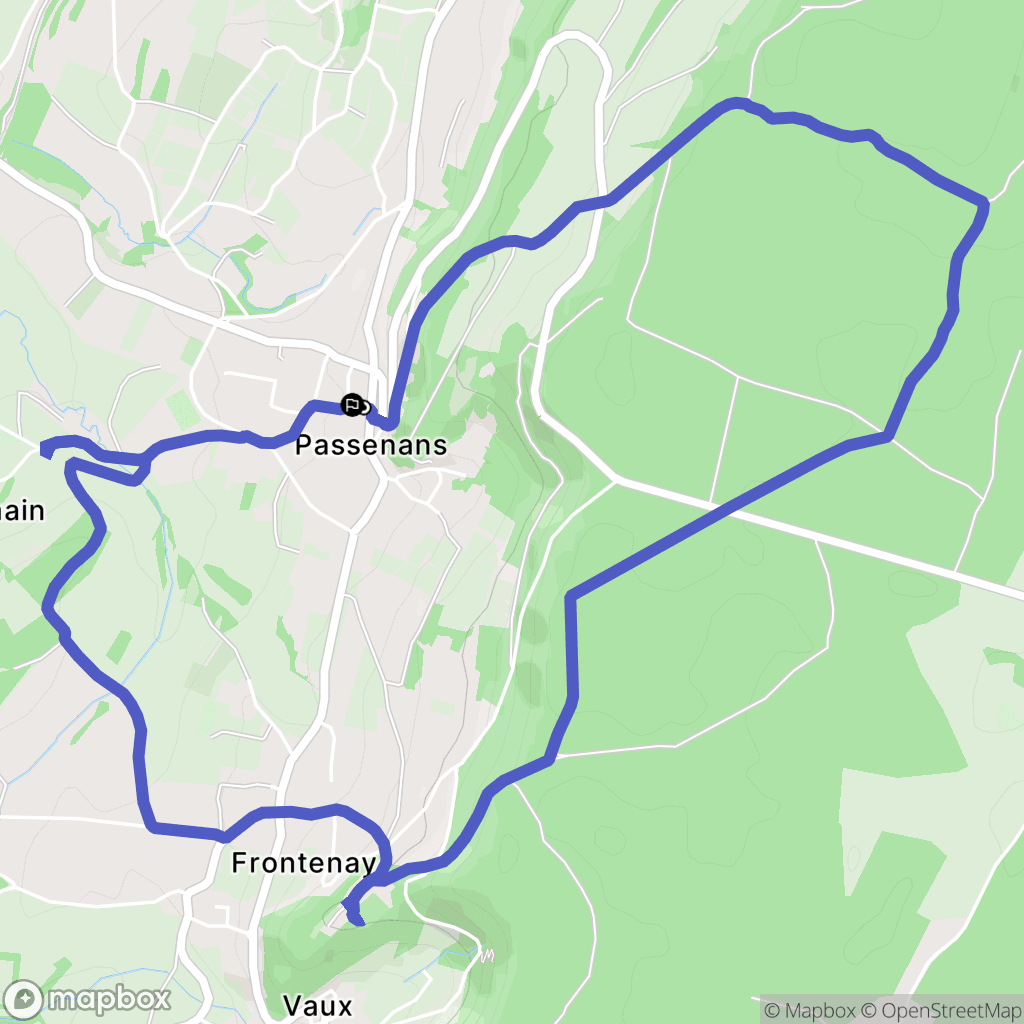 Passenans : carte du parcours de randonnée - France
