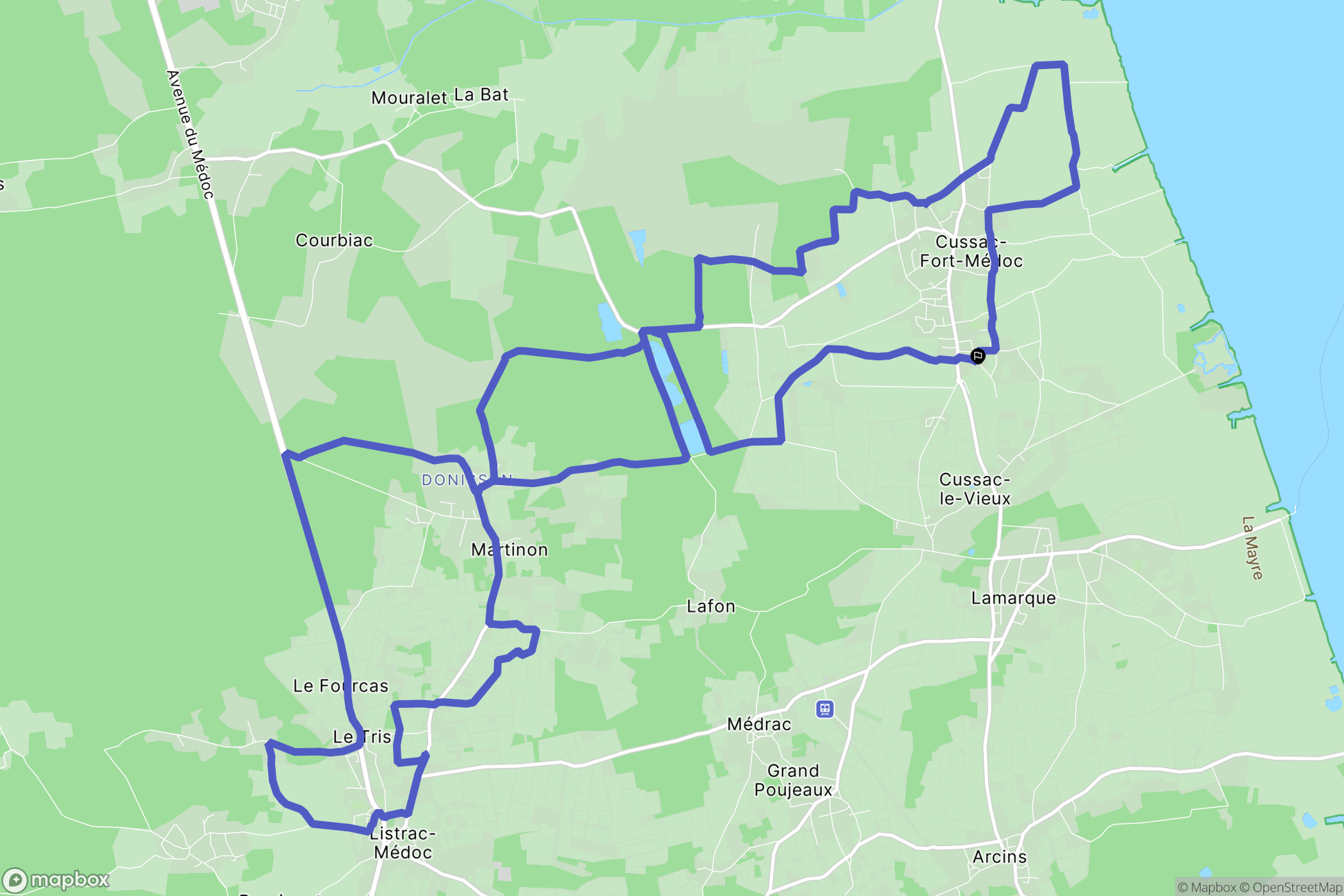 Cussac-Fort-Médoc : carte du parcours de randonnée - France