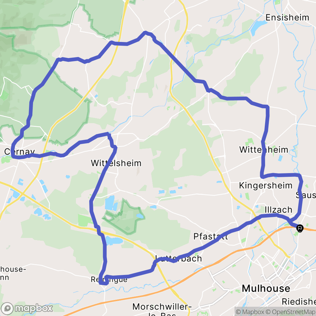 Illzach : carte du parcours de randonnée - France