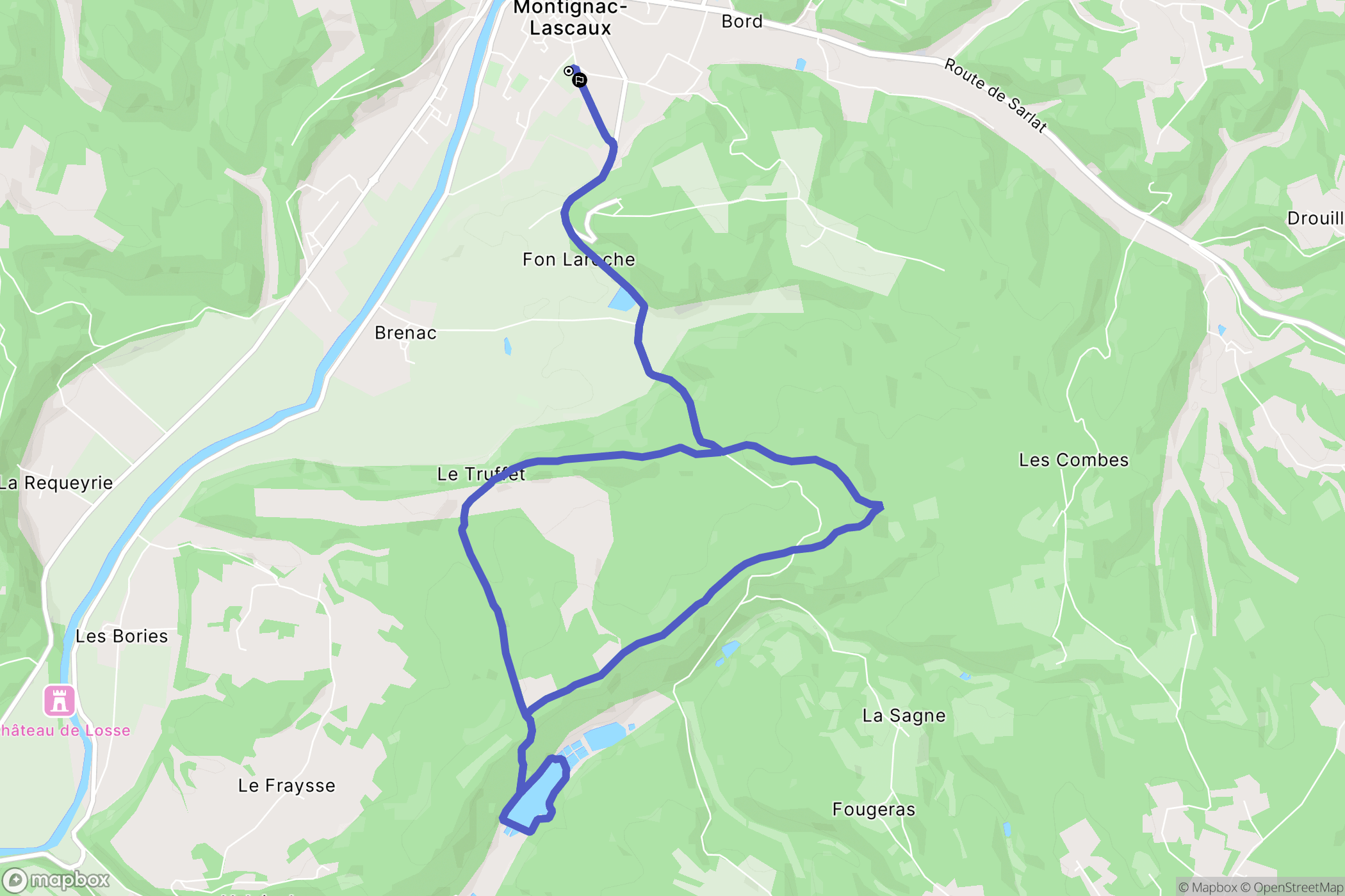 Montignac-Lascaux : carte du parcours de randonnée - France