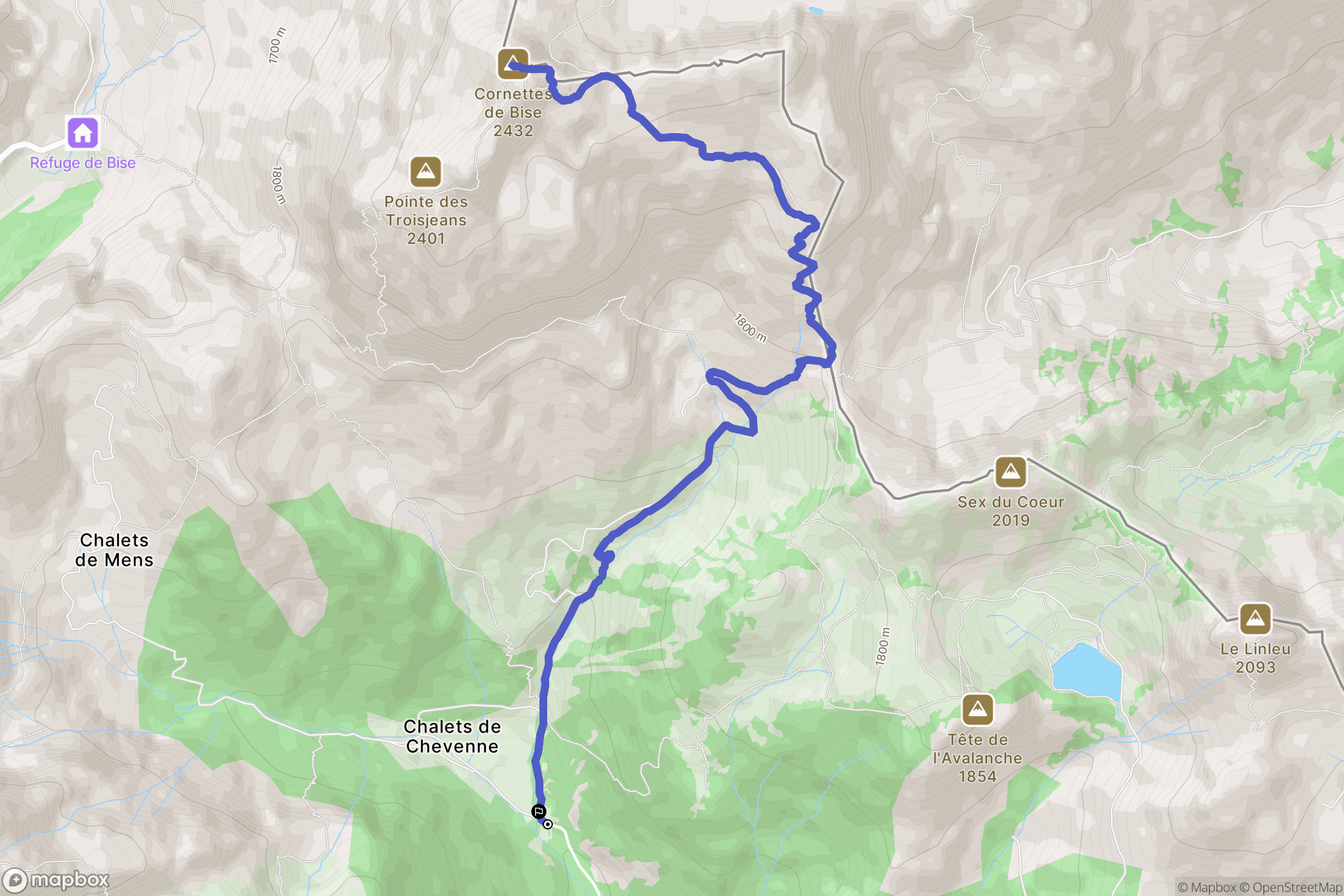 La Chapelle-d'Abondance : carte du parcours de randonnée - France