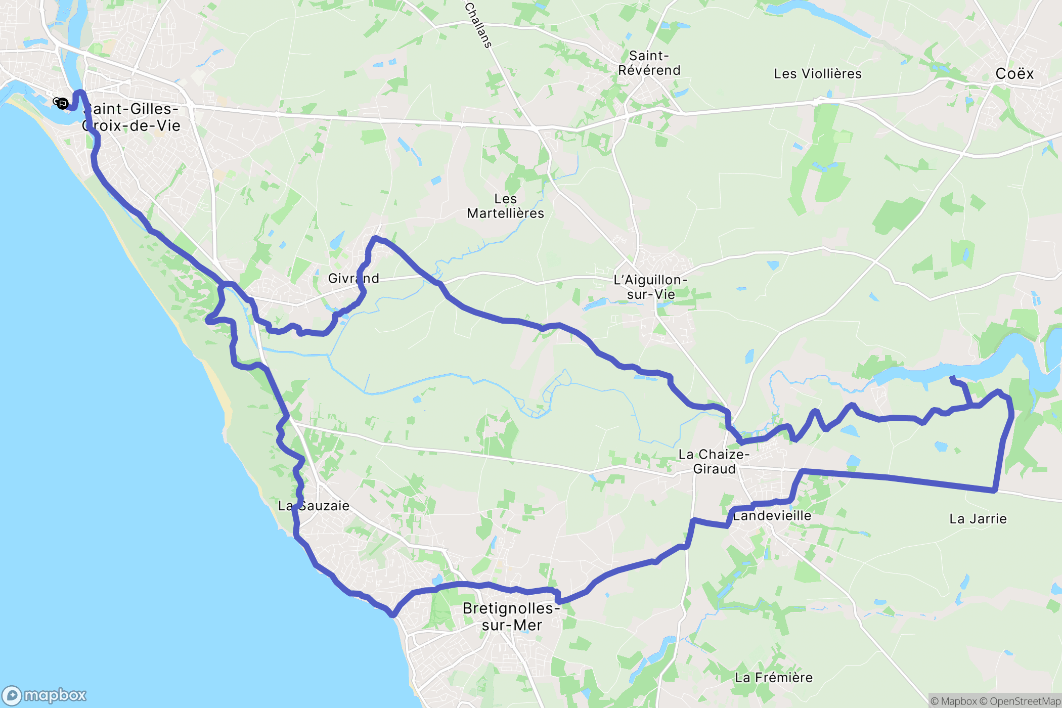 Saint-Gilles-Croix-de-Vie : carte du parcours de randonnée - France