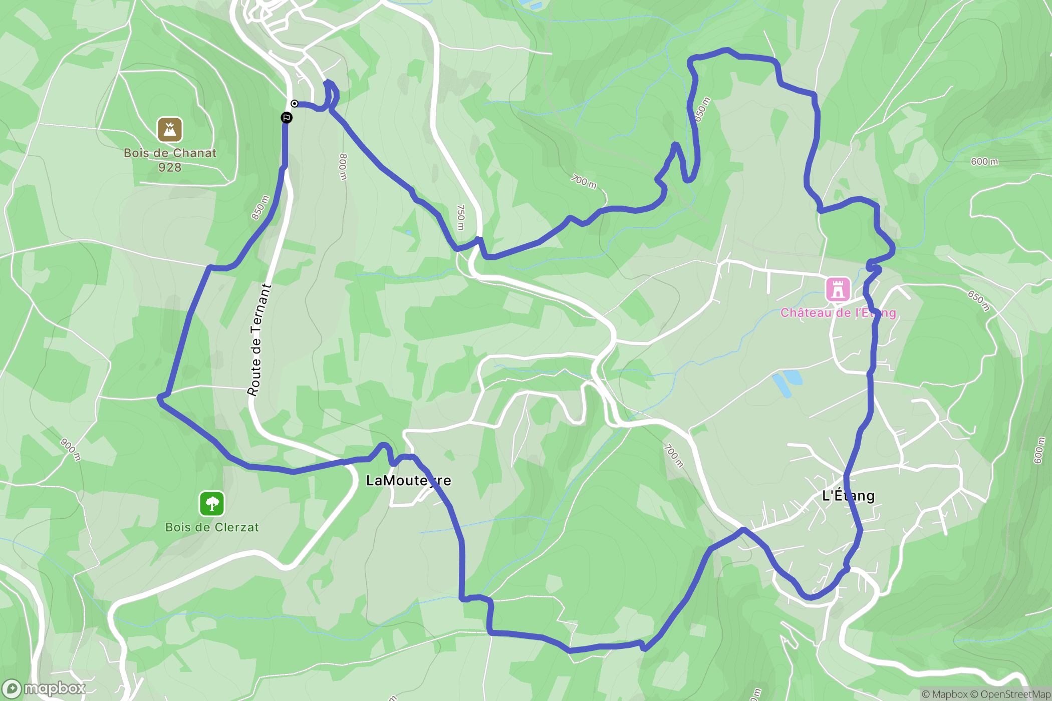 Chanat-la-Mouteyre : carte du parcours de randonnée - France