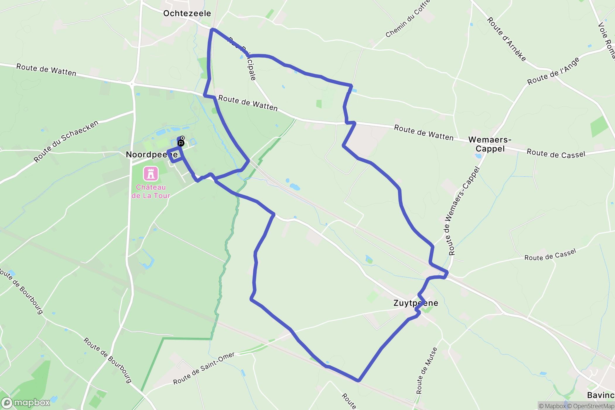 Noordpeene : carte du parcours de randonnée - France