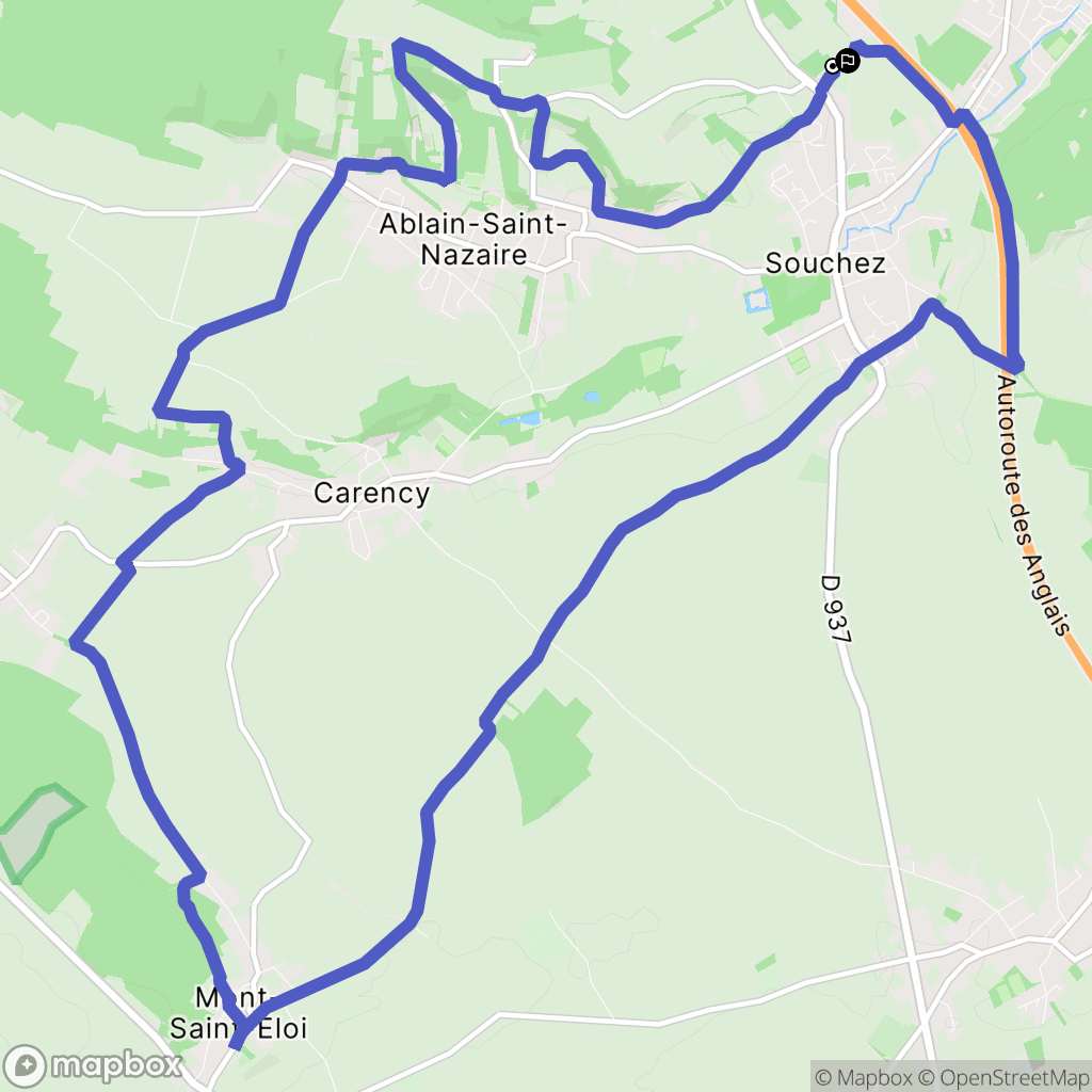 Souchez : carte du parcours de randonnée - France