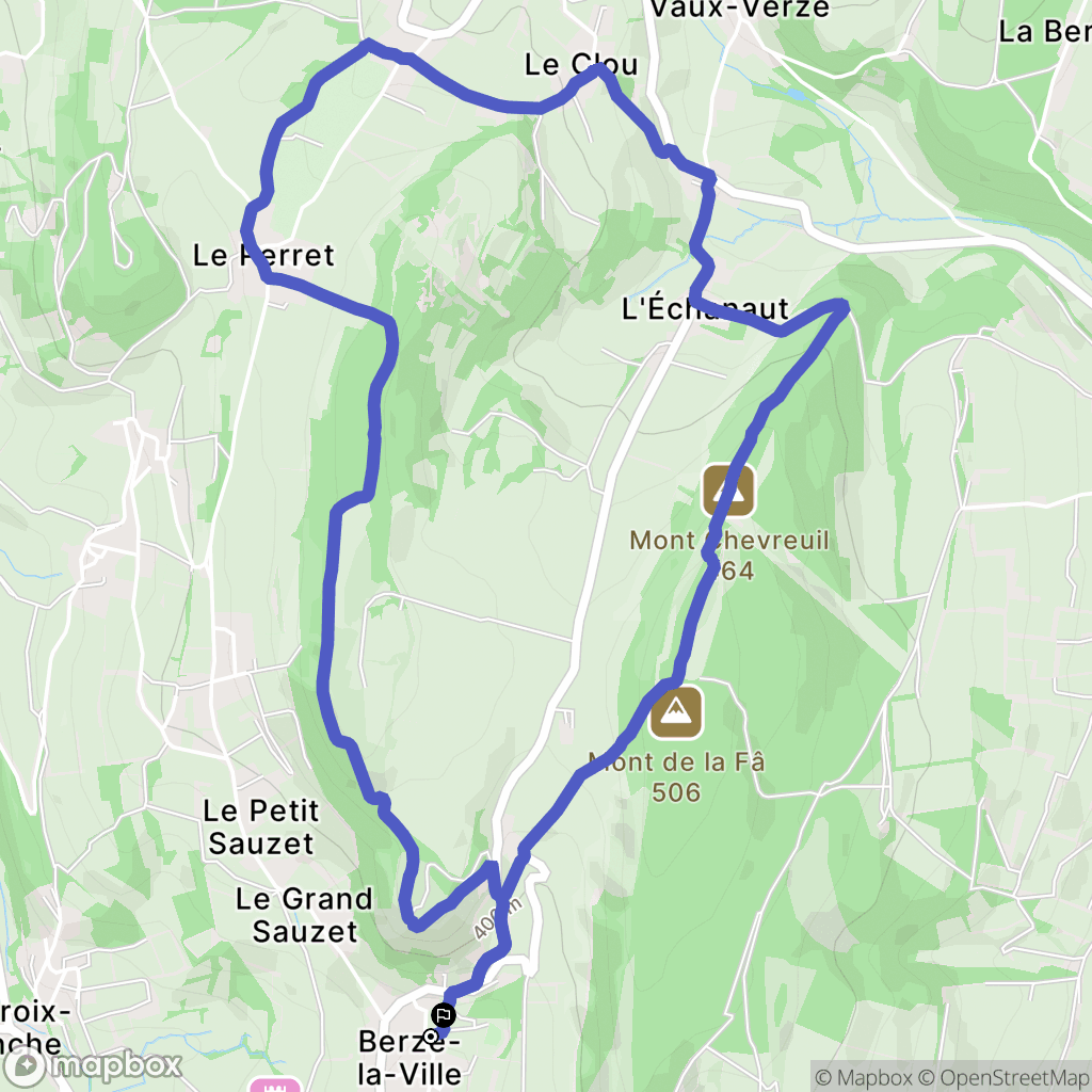 Berzé-la-Ville : carte du parcours de randonnée - France