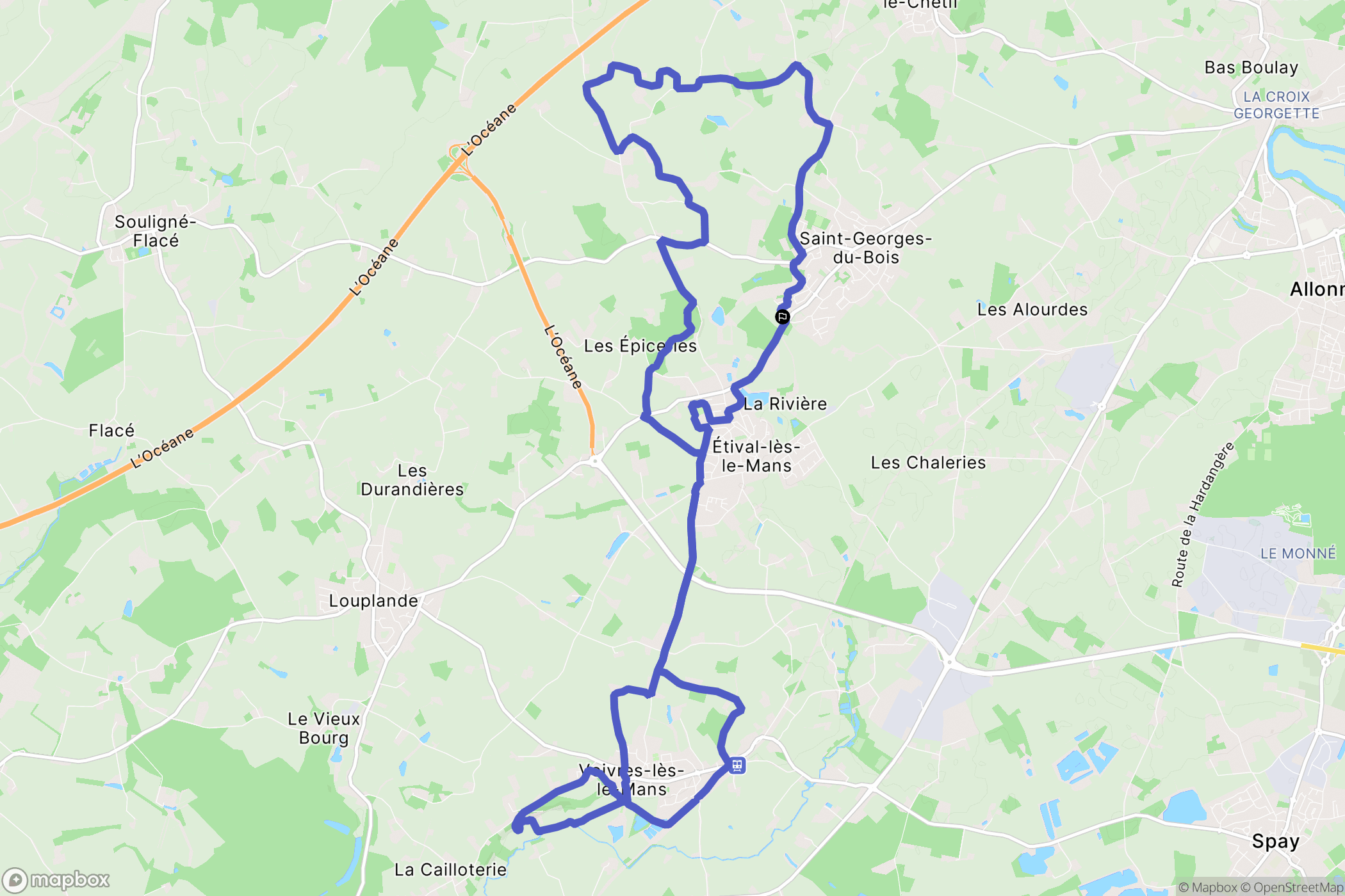 Saint-Georges-du-Bois : carte du parcours de randonnée - France